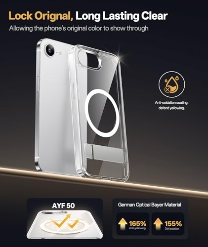 Vihibii Clear MagSafe Case for iPhone 16e/SE 4 – Stand, Shockproof