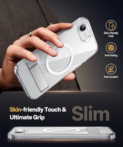 Vihibii Clear MagSafe Case for iPhone 16e/SE 4 – Stand, Shockproof