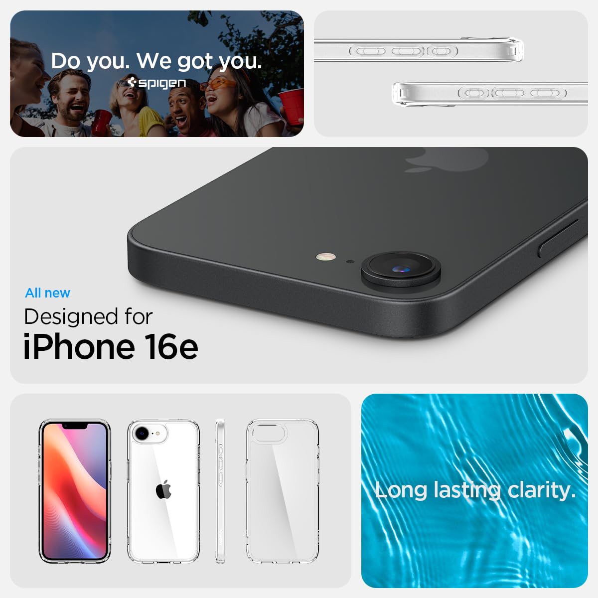 Spigen Ultra Hybrid Case for iPhone 16e – Crystal Clear