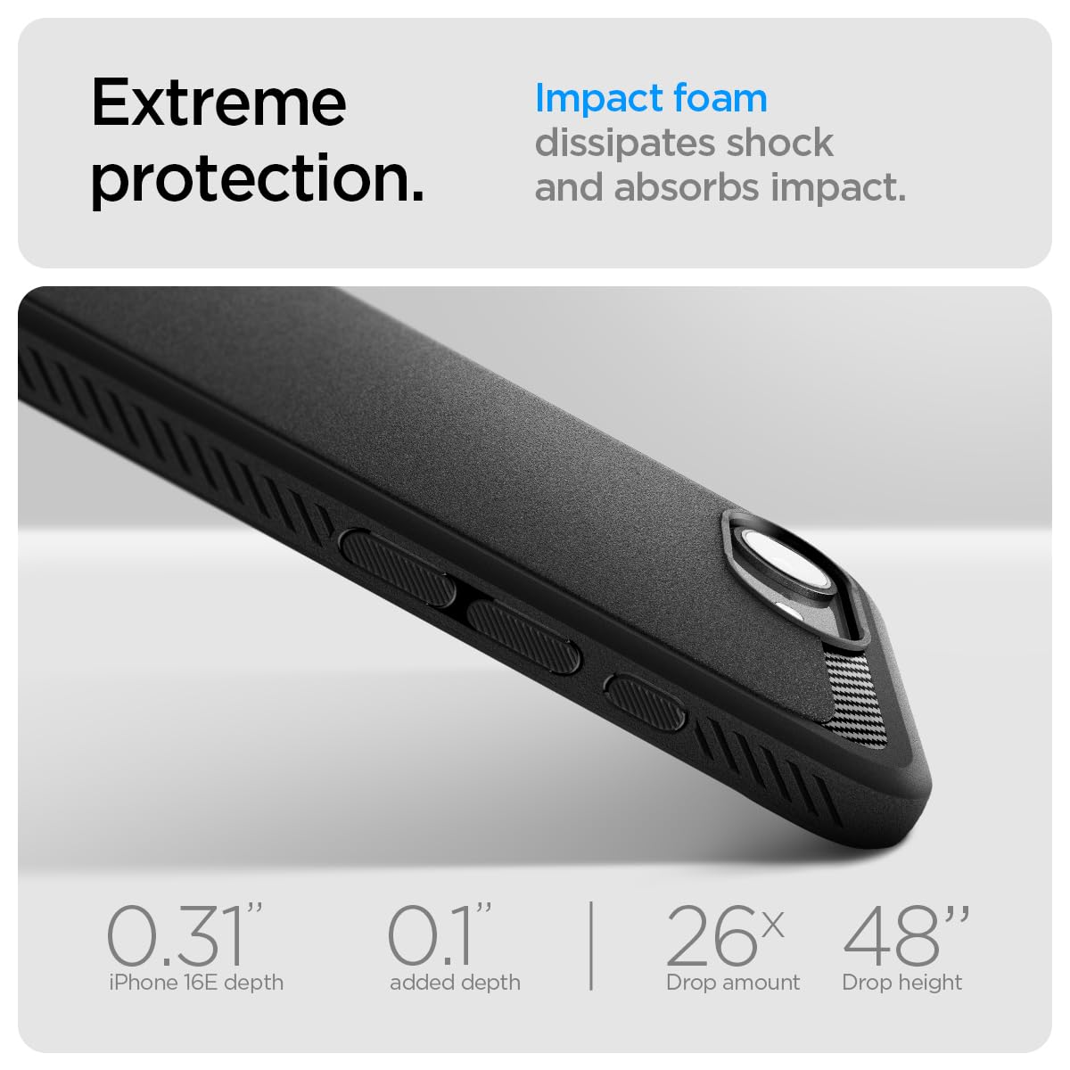Spigen Rugged Armor MagFit Case for iPhone 16e – Matte Black