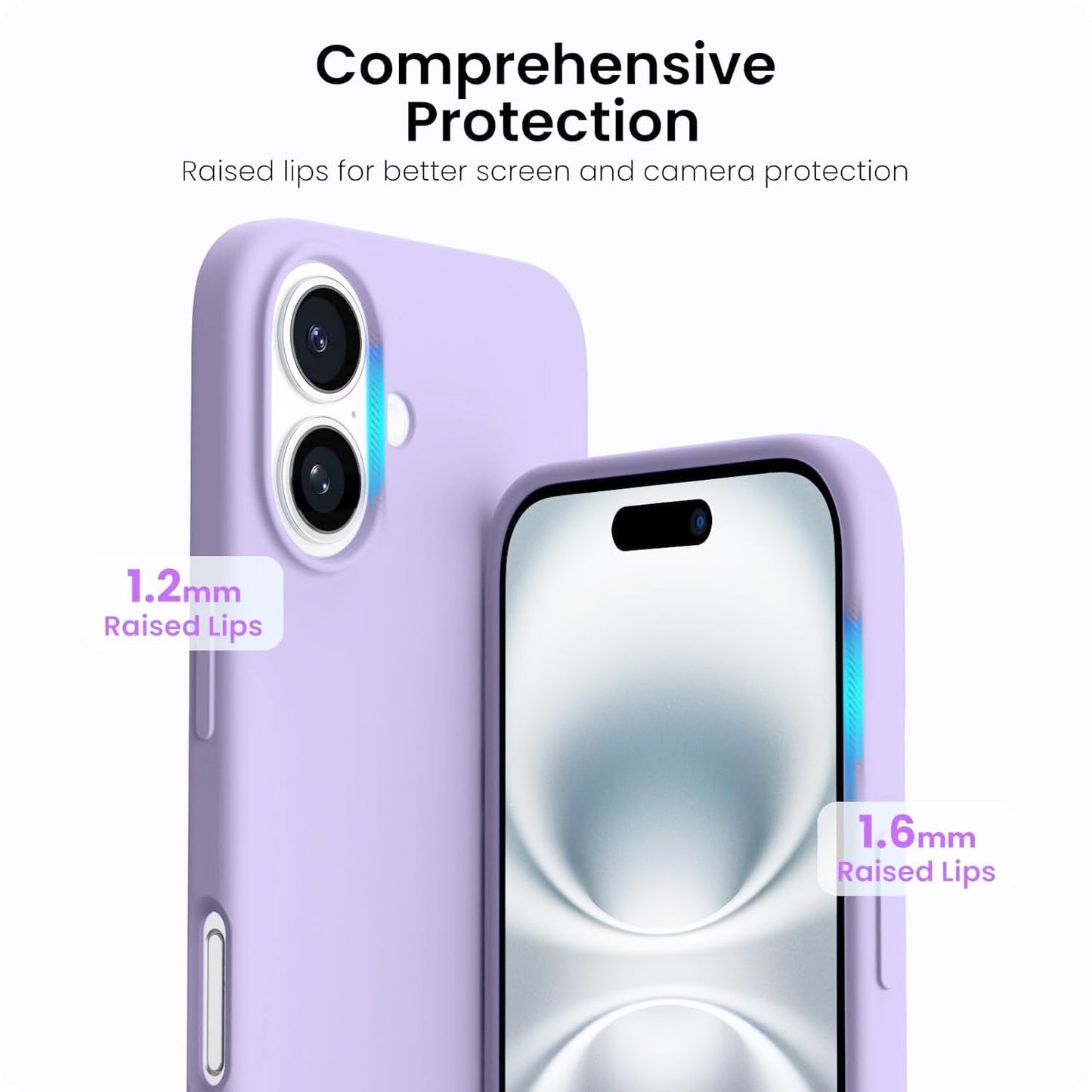 DIZORO Slim Liquid Silicone Case for iPhone 16 Plus – Purple