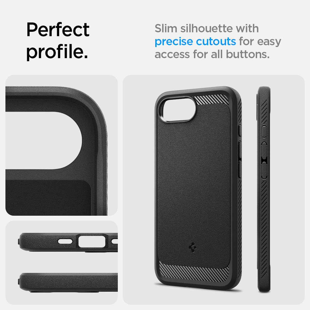 Spigen Rugged Armor MagFit Case for iPhone 16e – Matte Black