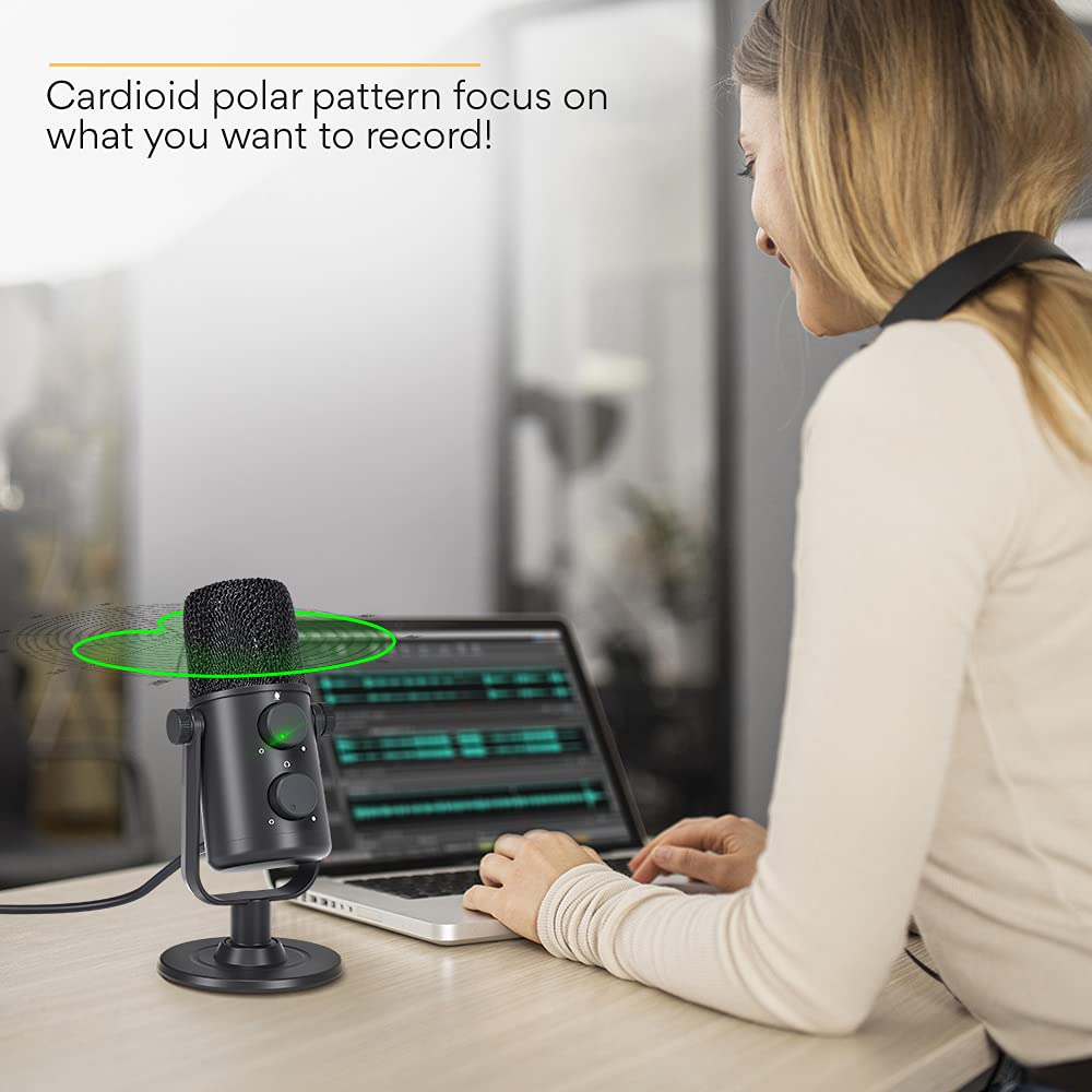 MAONO AU-902 USB Condenser Mic – Podcast, Gaming, YouTube
