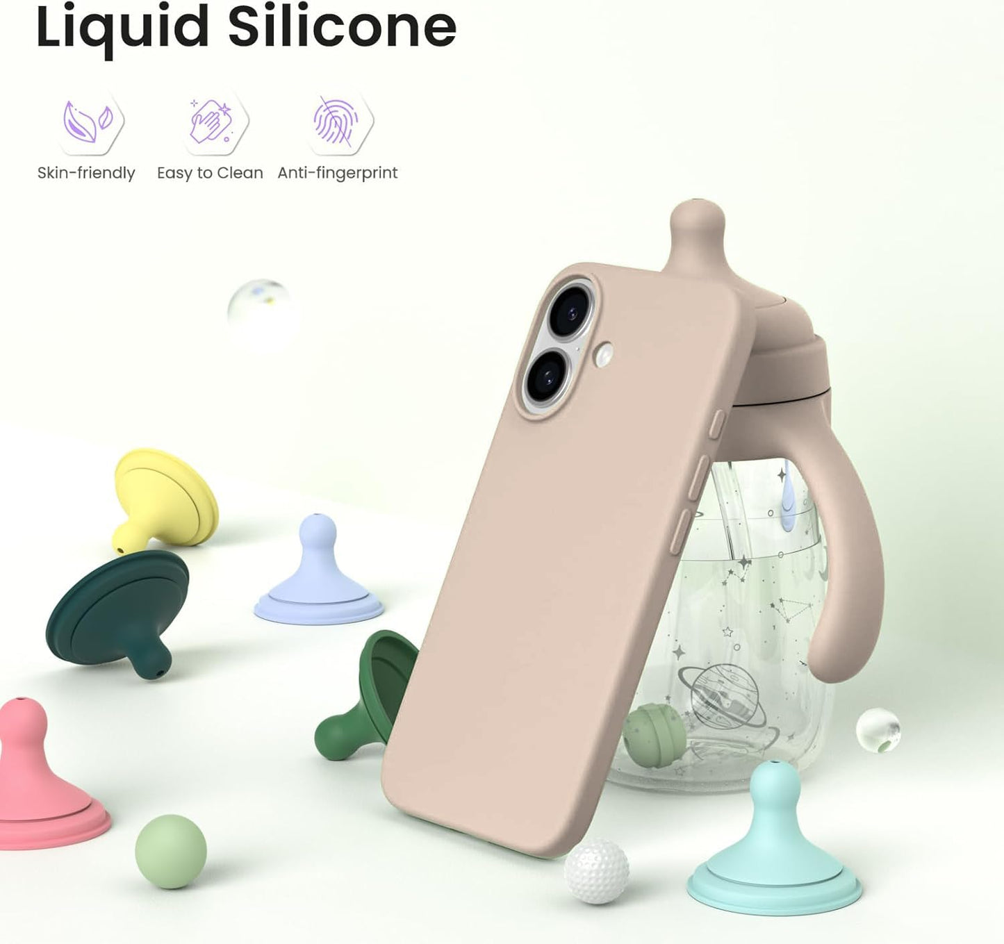 DIZORO Slim Liquid Silicone Case for iPhone 16 Plus – Desert