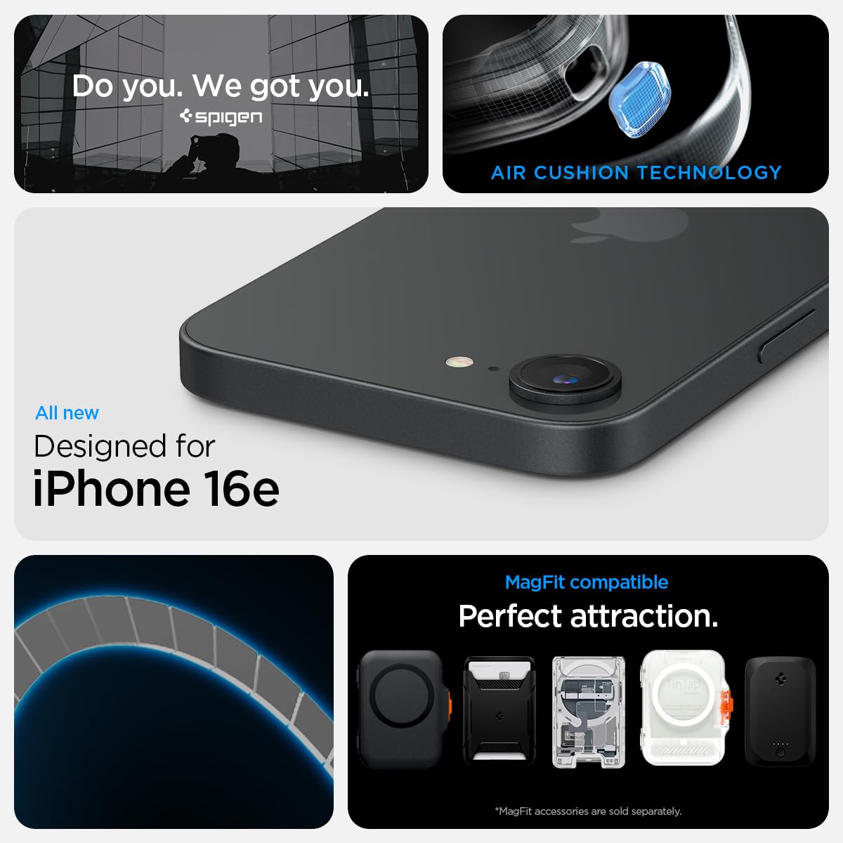 Spigen Rugged Armor MagFit Case for iPhone 16e – Matte Black