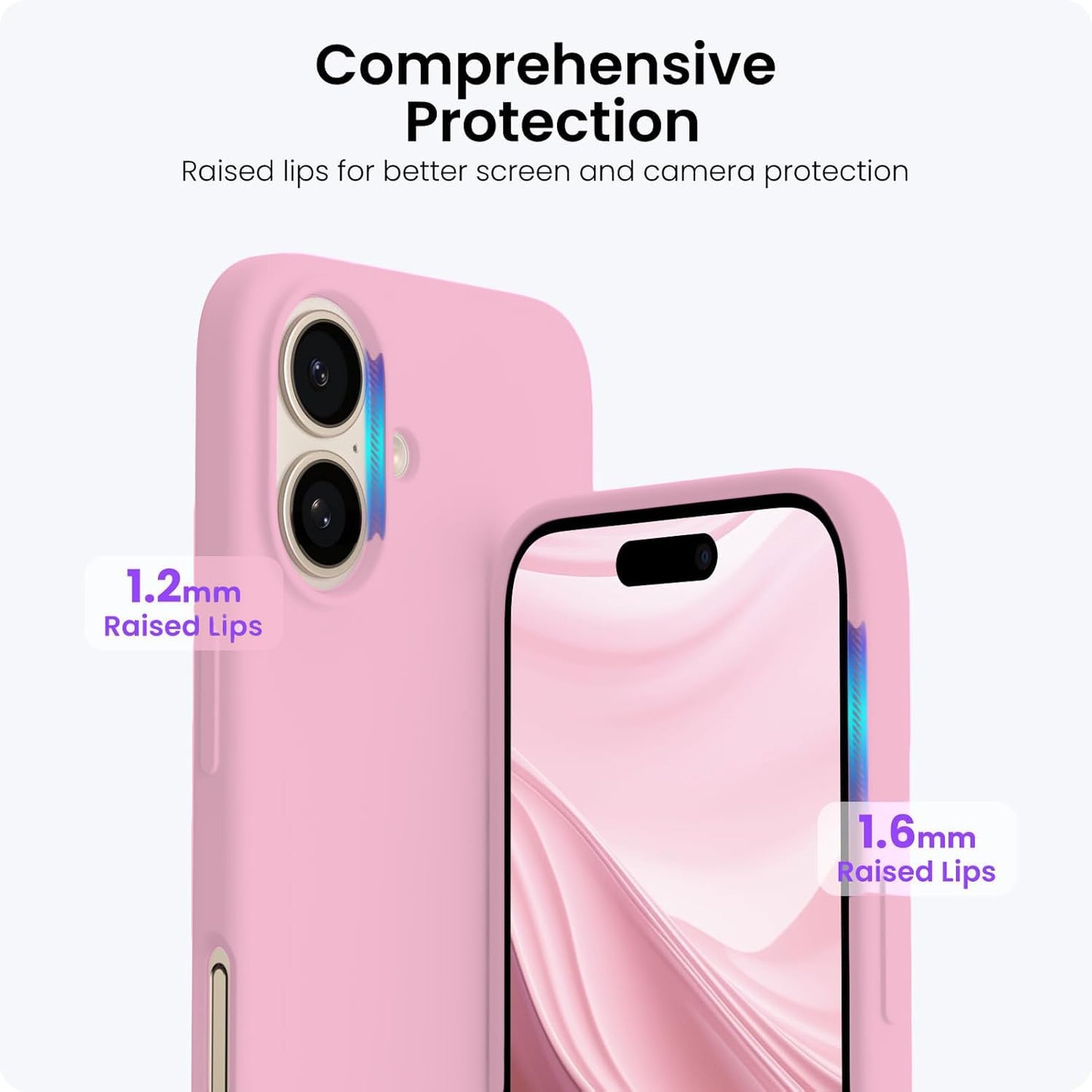 DIZORO Slim Liquid Silicone Case for iPhone 16 Plus – Pink