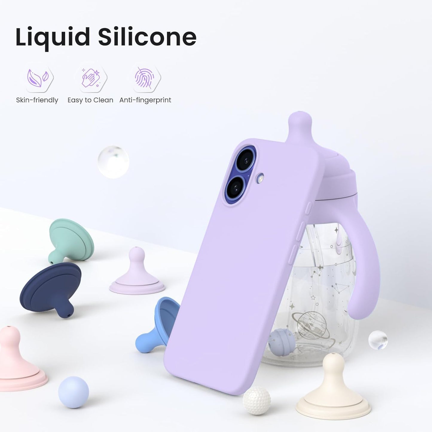 DIZORO Slim Liquid Silicone Case for iPhone 16 Plus – Purple