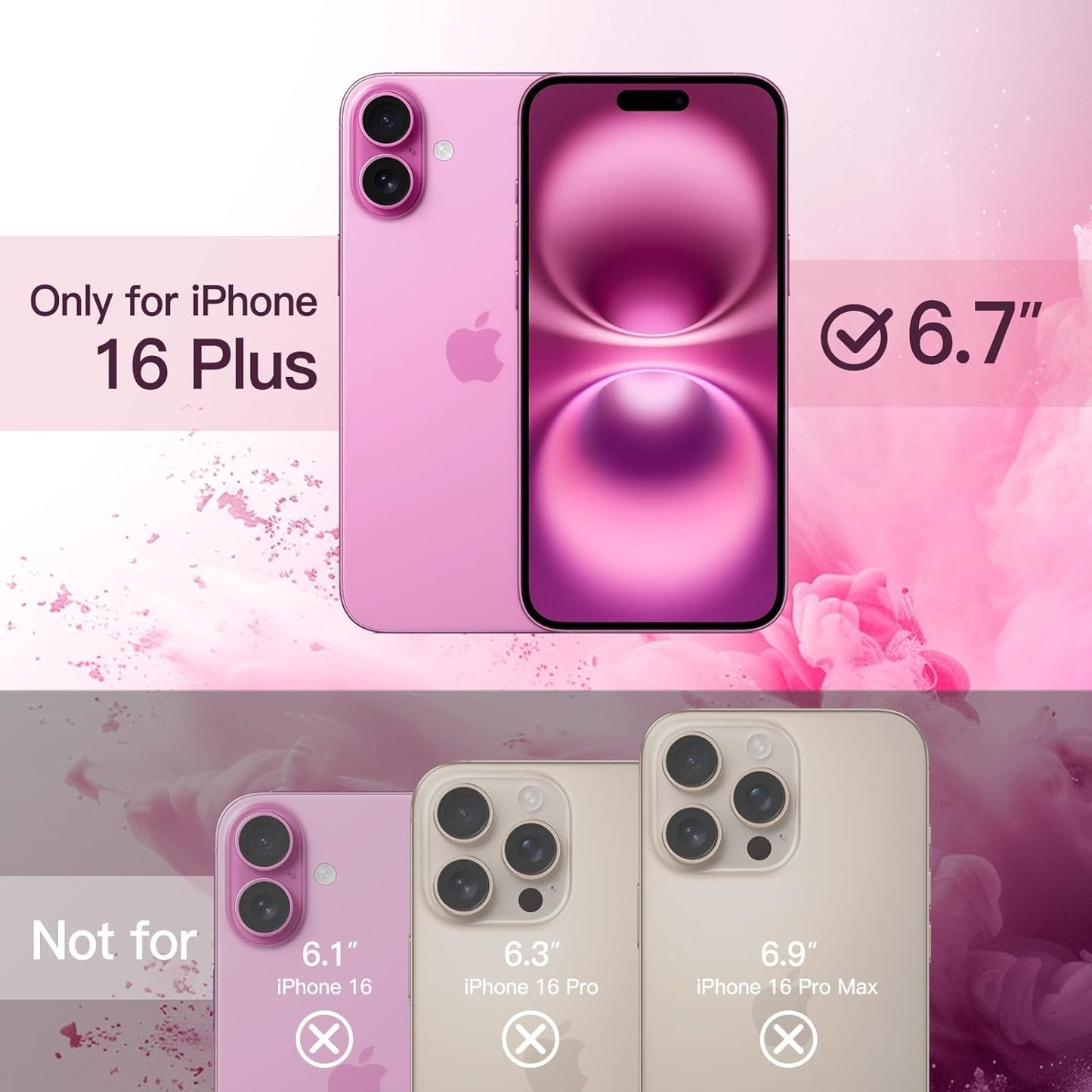 DIZORO Slim Liquid Silicone Case for iPhone 16 Plus – Pink