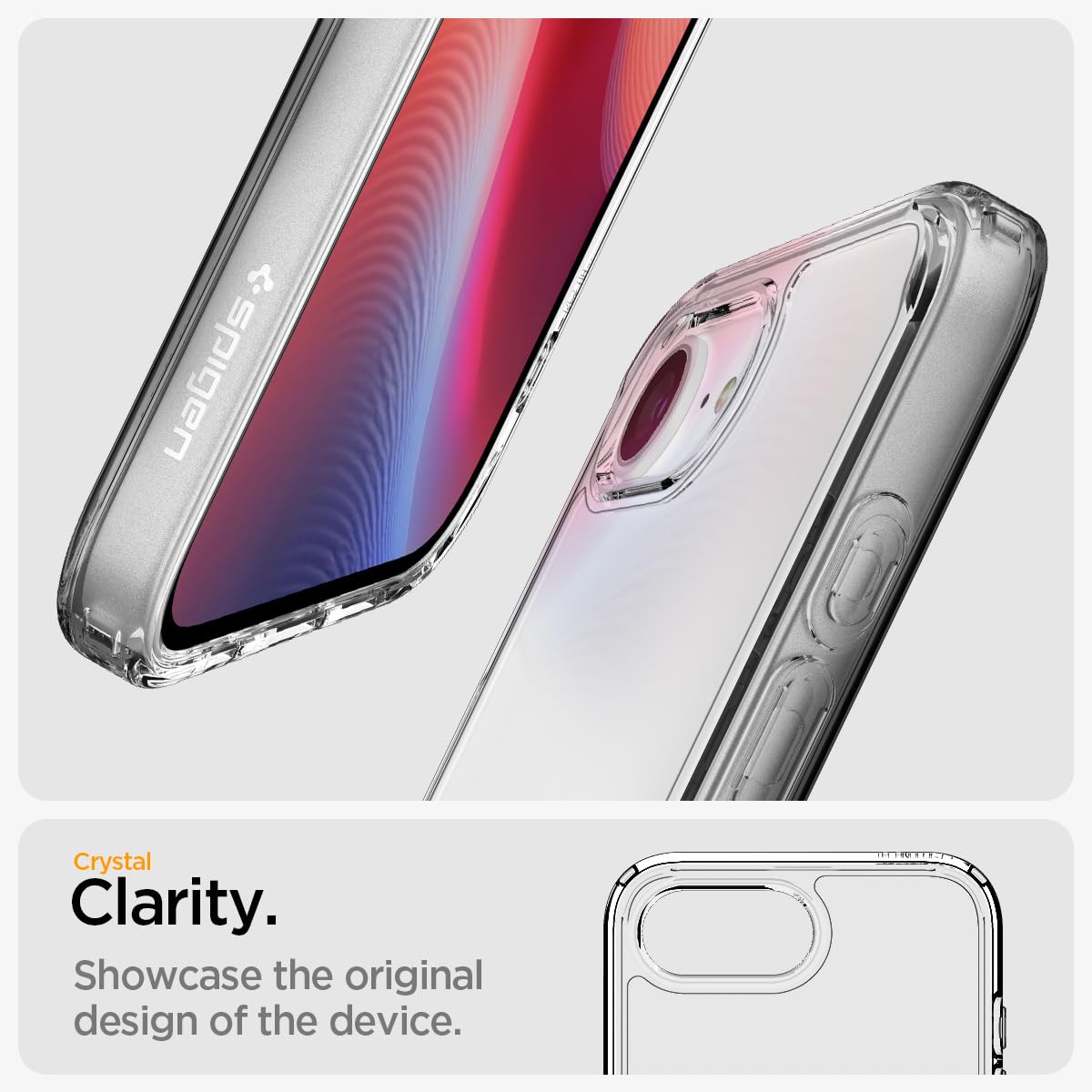 Spigen Ultra Hybrid Case for iPhone 16e – Crystal Clear