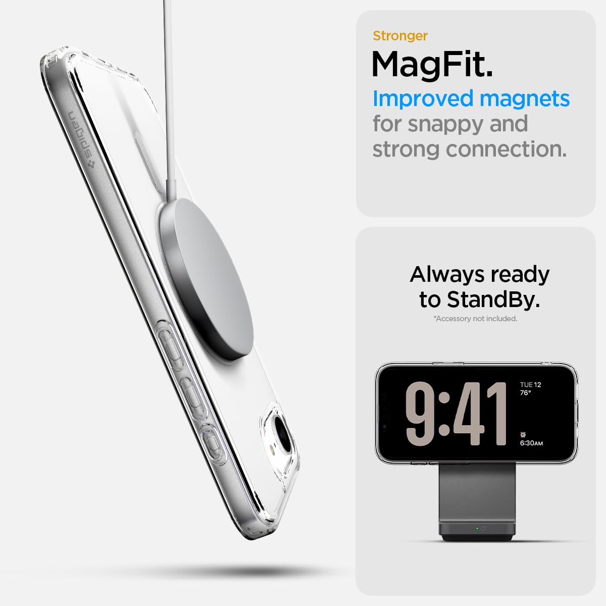 Spigen Ultra Hybrid MagFit Case for iPhone 16e – Clear White