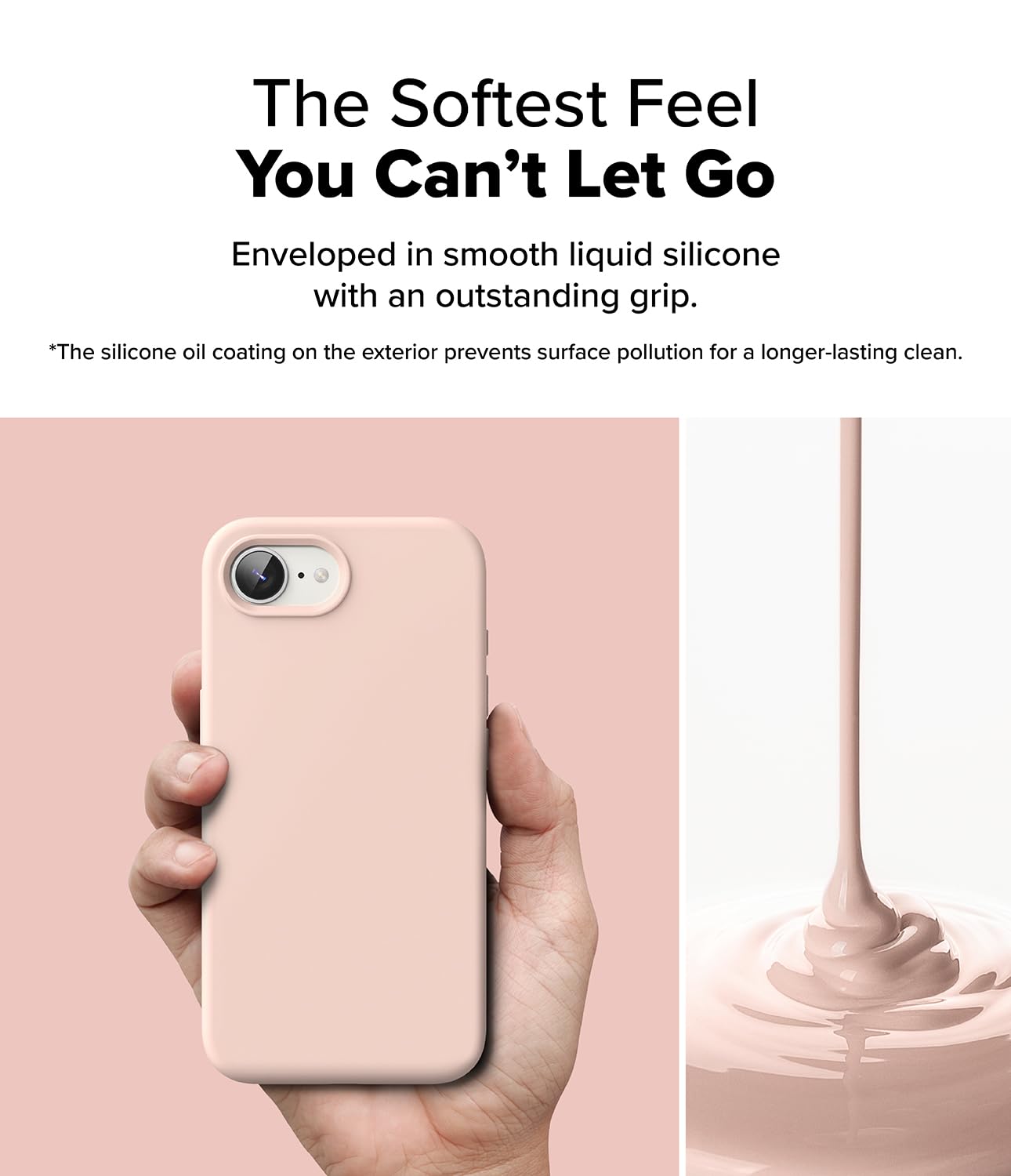 Ringke Magnetic Silicone Case for iPhone 16e – Pink Sand