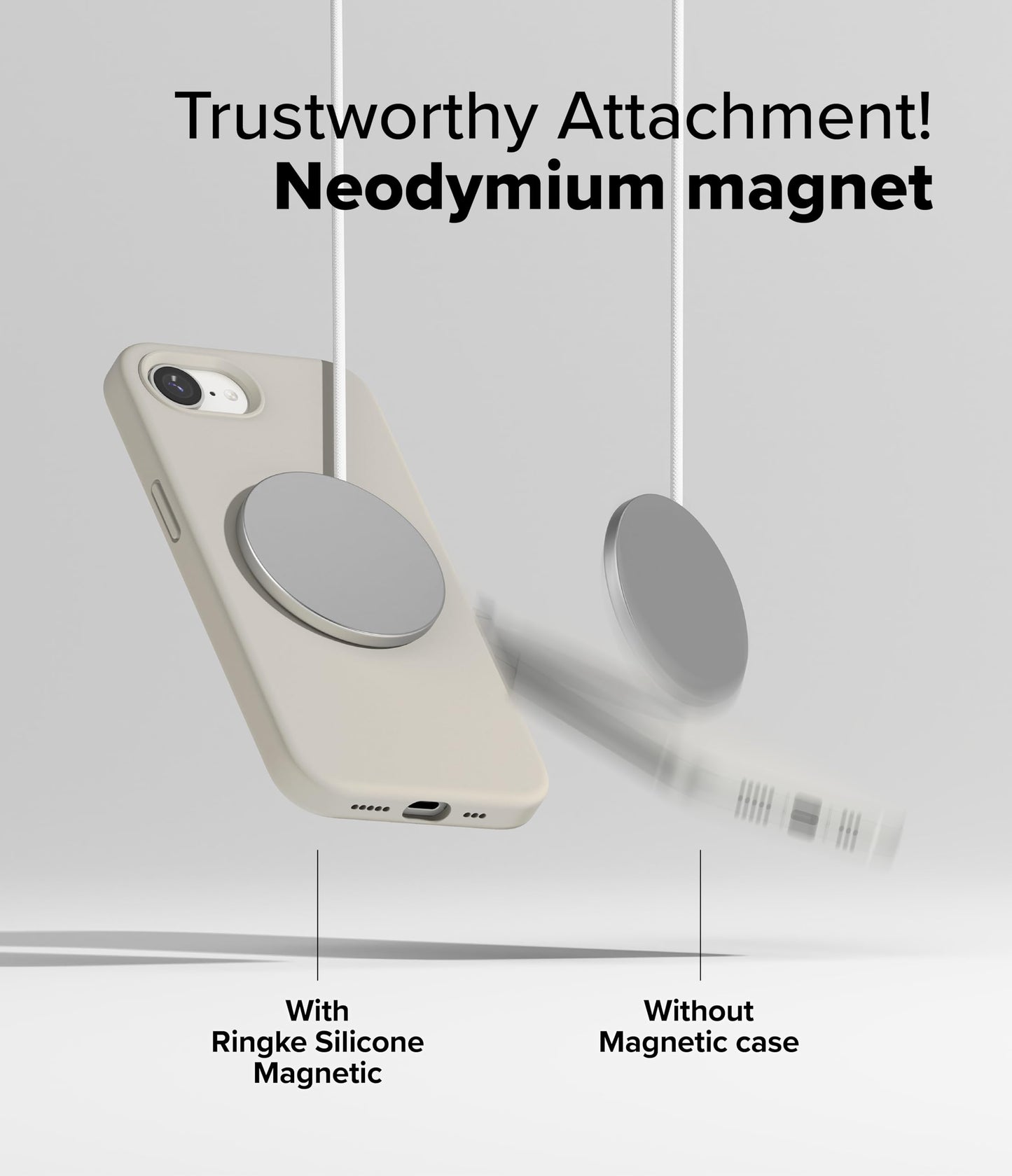 Ringke Magnetic Silicone Case for iPhone 16e – Stone Grey
