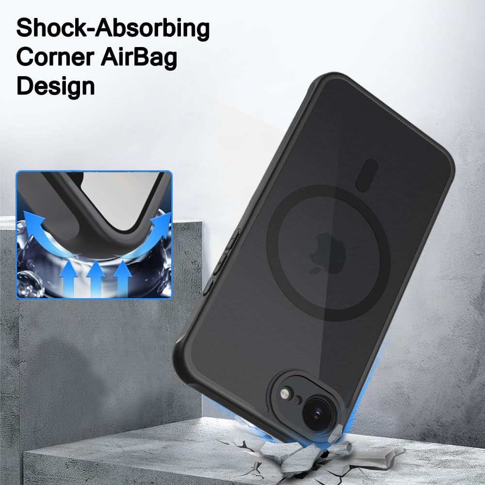 TheGiftKart Matte Frosted MagSafe Case for iPhone 16e – Black