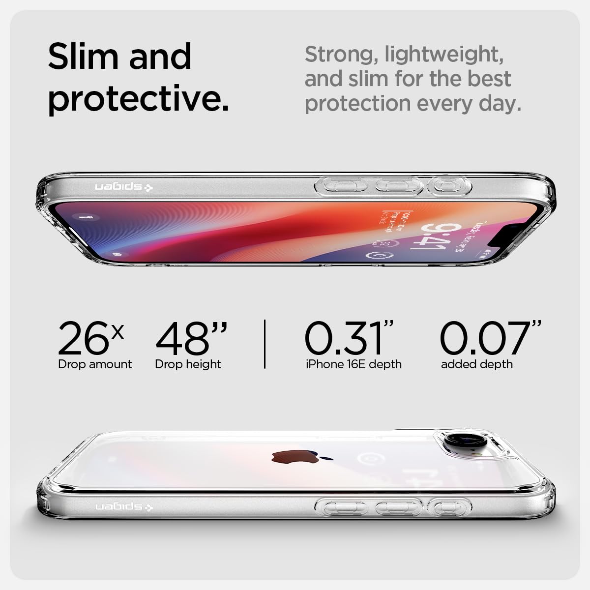 Spigen Ultra Hybrid Case for iPhone 16e – Crystal Clear