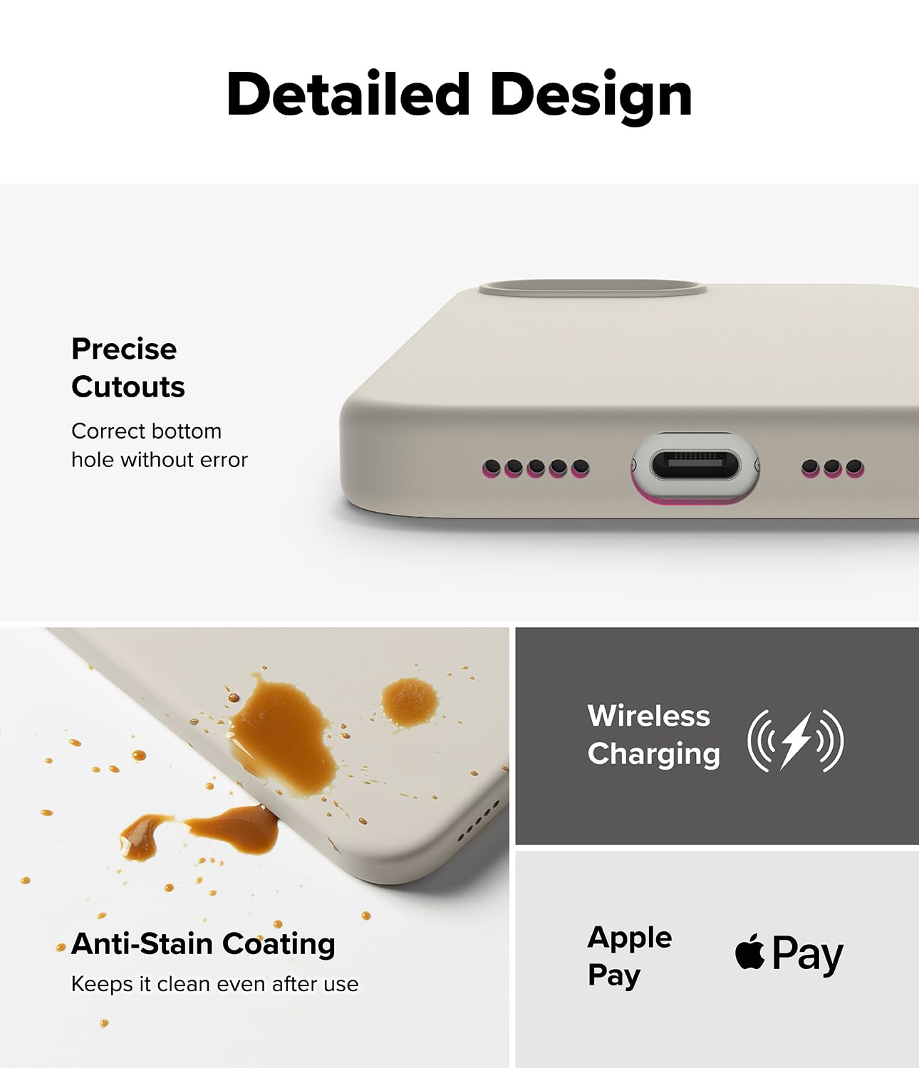 Ringke Magnetic Silicone Case for iPhone 16e – Stone Grey