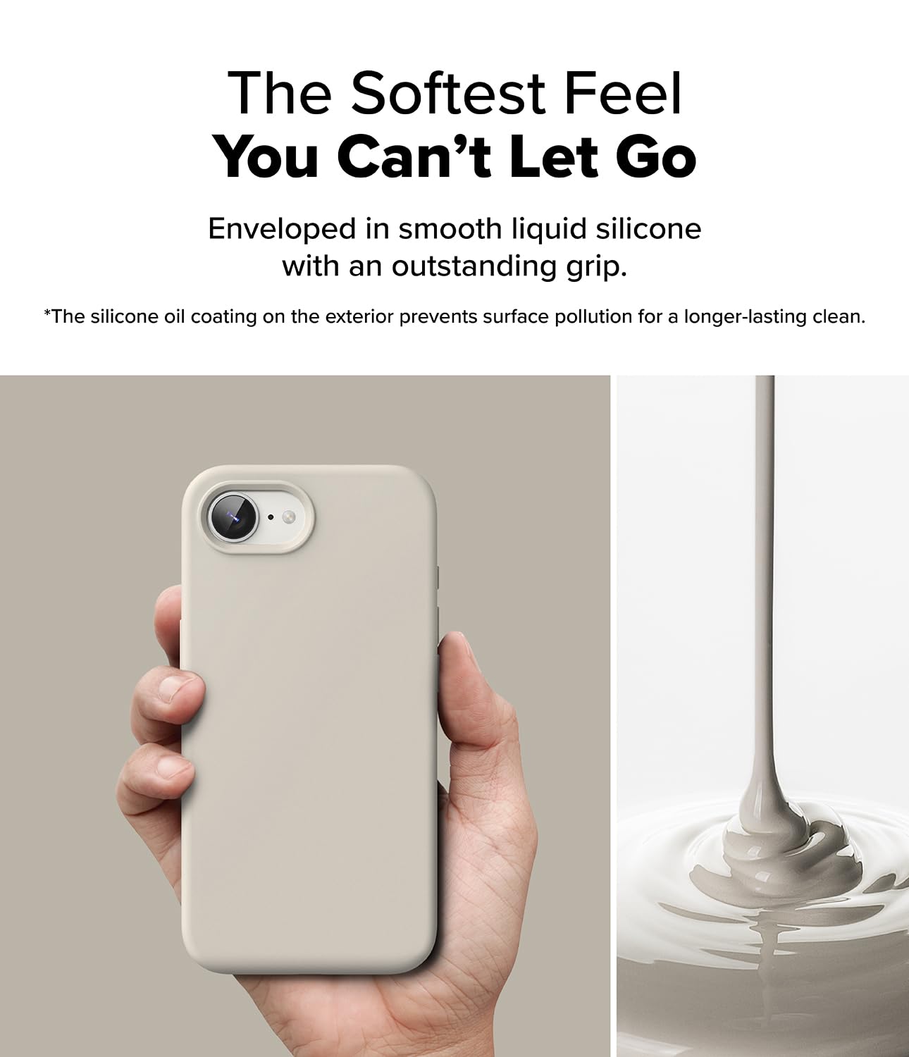 Ringke Magnetic Silicone Case for iPhone 16e – Stone Grey