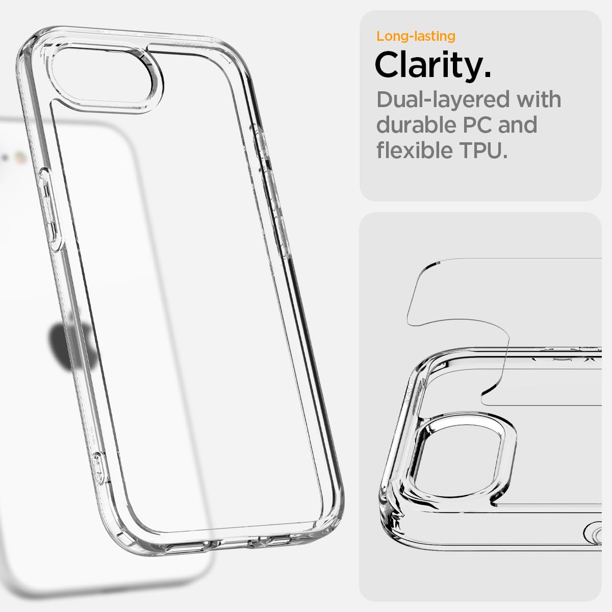 Spigen Ultra Hybrid Case for iPhone 16e – Crystal Clear
