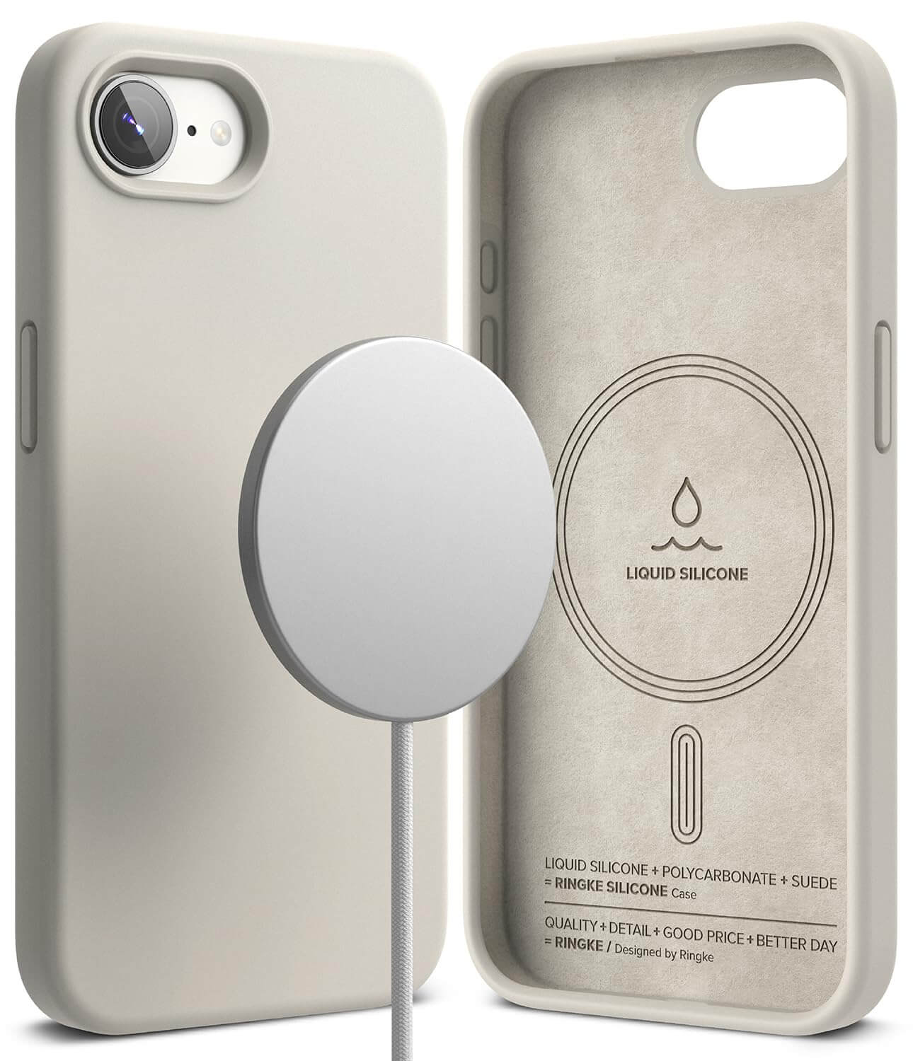 Ringke Magnetic Silicone Case for iPhone 16e – Stone Grey