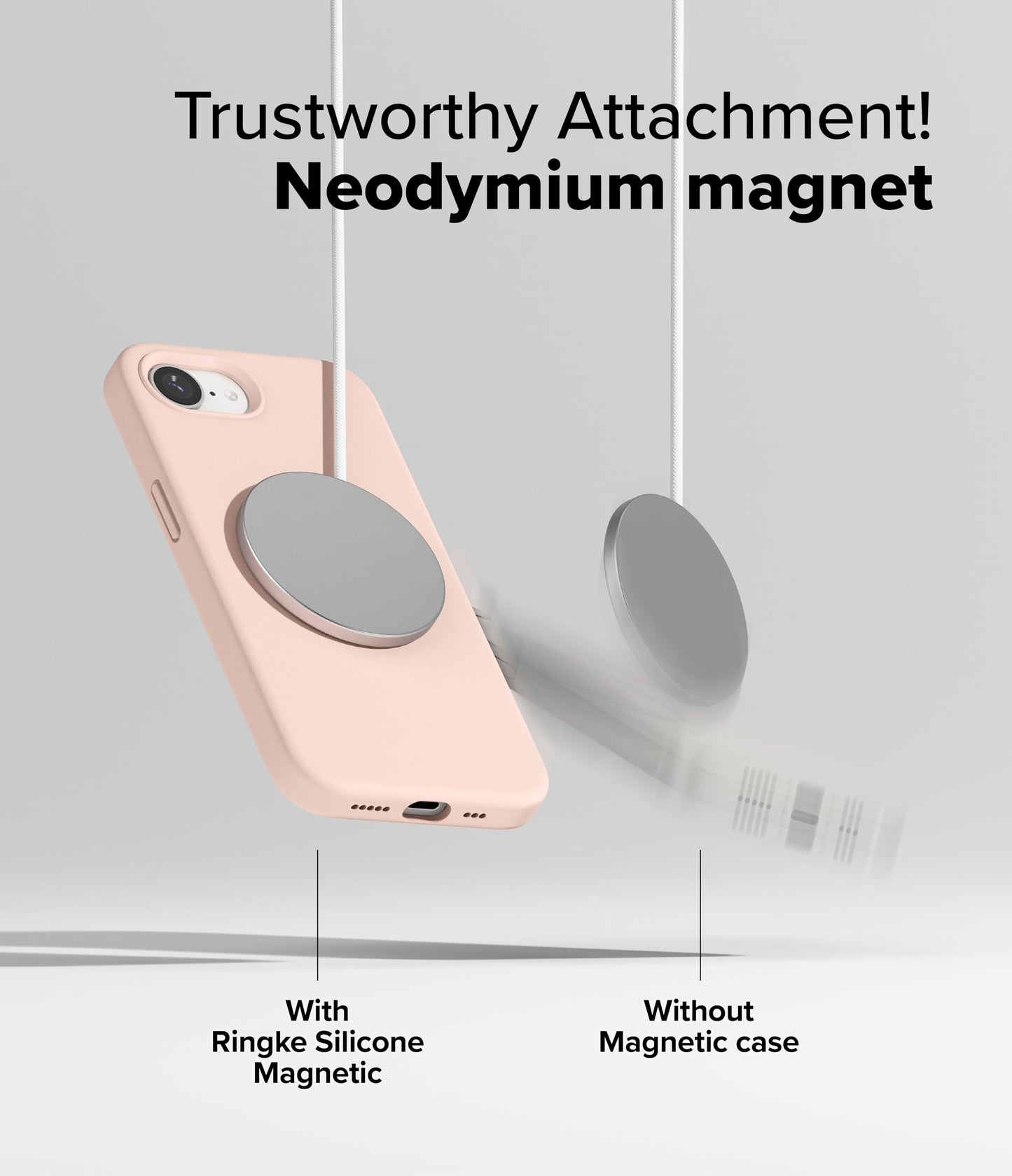 Ringke Magnetic Silicone Case for iPhone 16e – Pink Sand