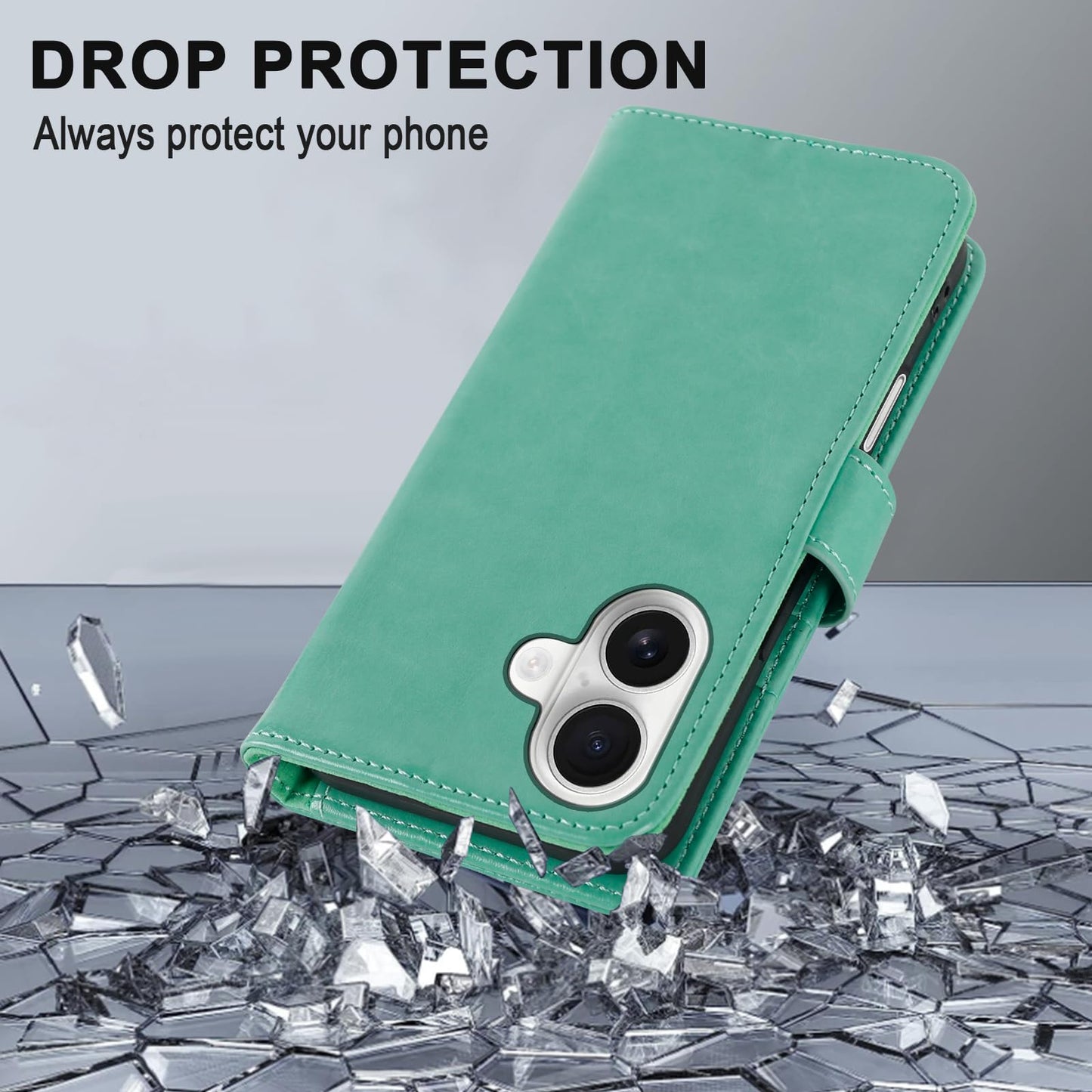 MONASAY Vegan Leather Wallet Case for iPhone 16 Plus