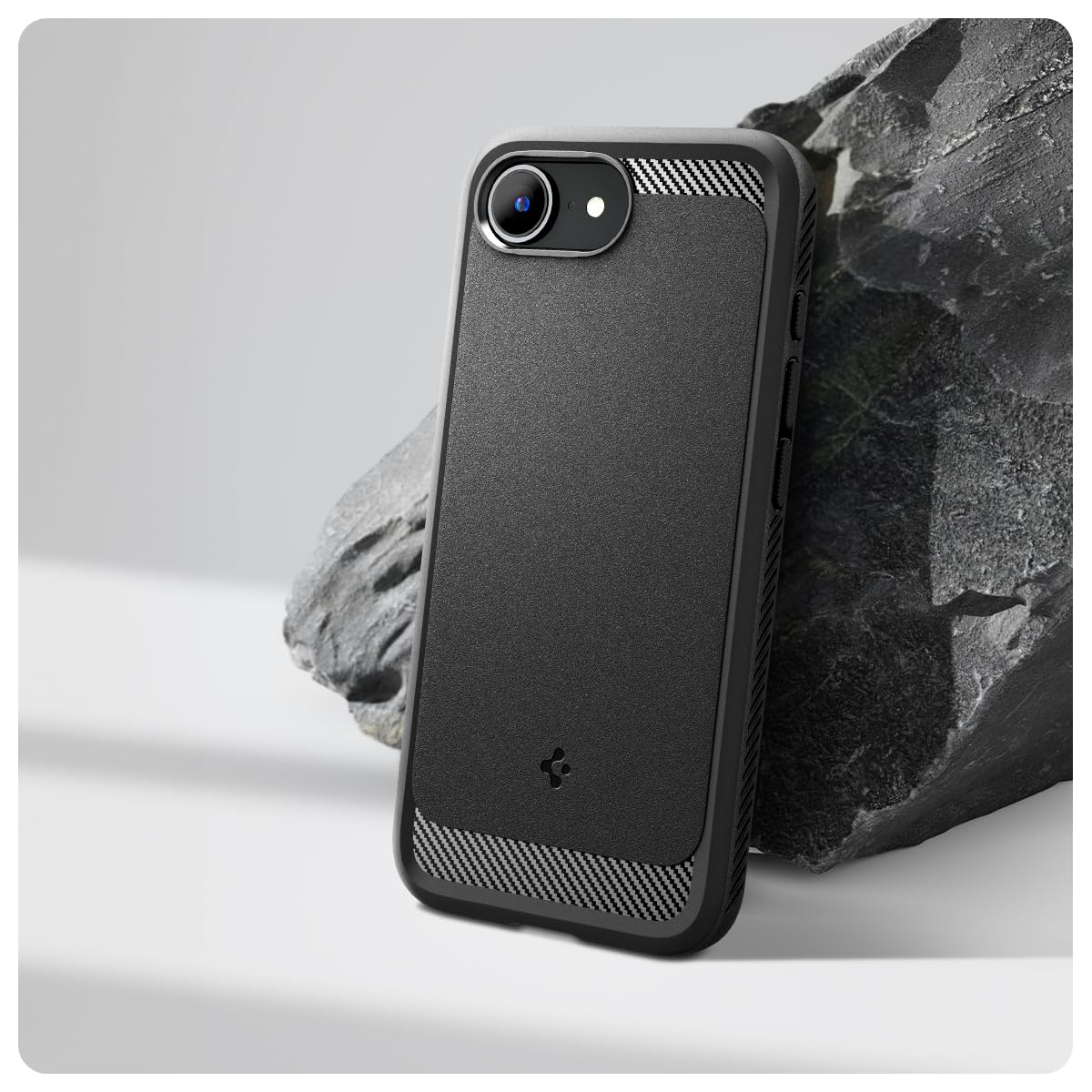 Spigen Rugged Armor MagFit Case for iPhone 16e – Matte Black