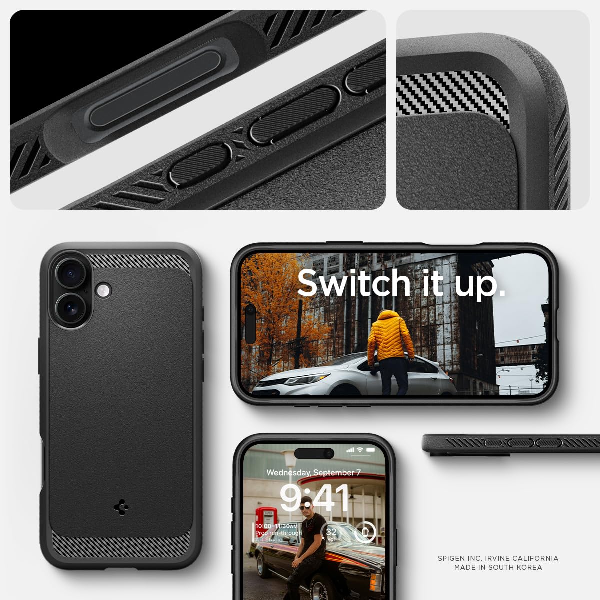 Spigen Rugged Armor MagFit Case for iPhone 16 Plus – Black
