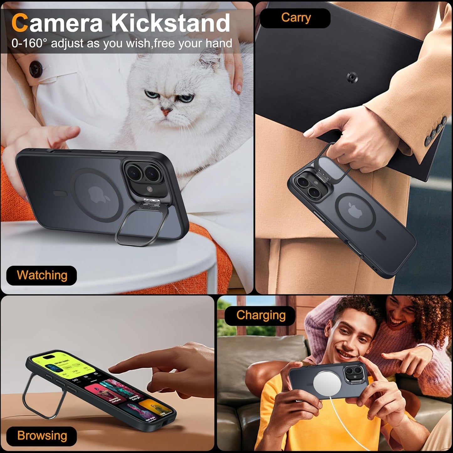 EGOTUDE Matte MagSafe Case with Stand for iPhone 16 Plus