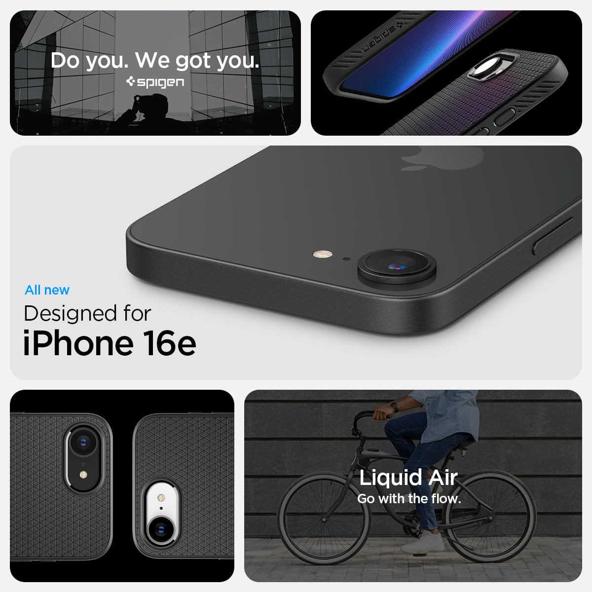 Spigen Liquid Air Case for iPhone 16e – Matte Black