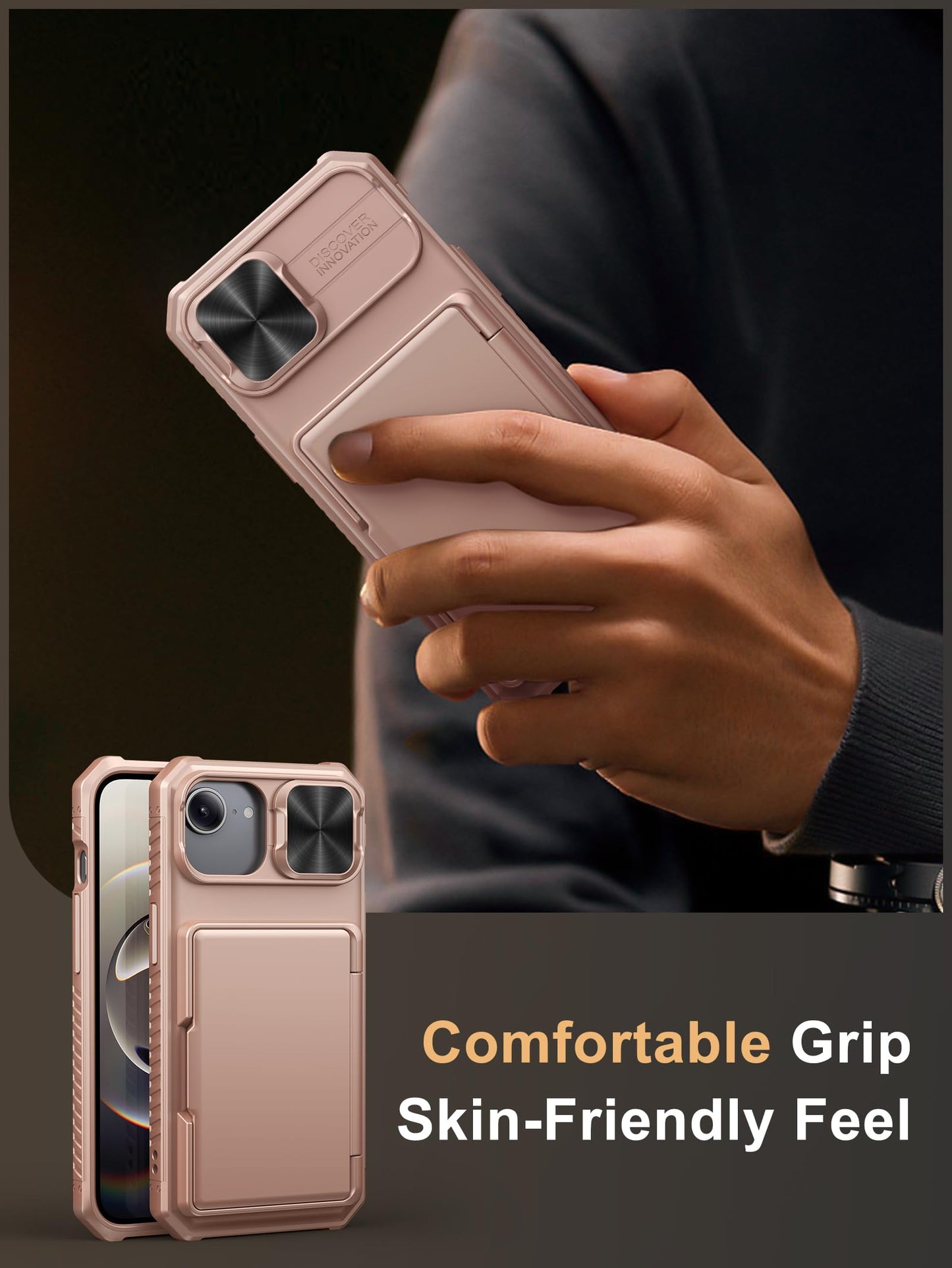Vihibii Wallet Case for iPhone 16e/SE 4 – Rose Gold, RFID