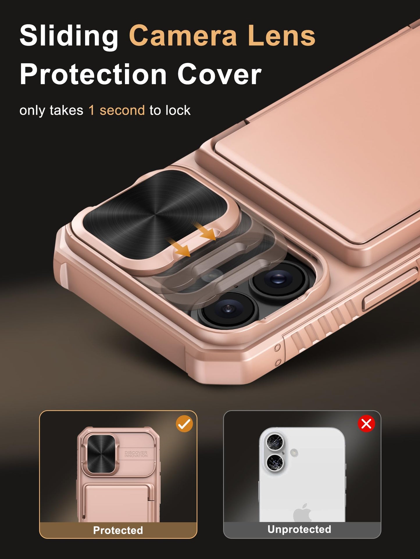 Vihibii Wallet Case for iPhone 16 – RFID, Slide Camera Cover