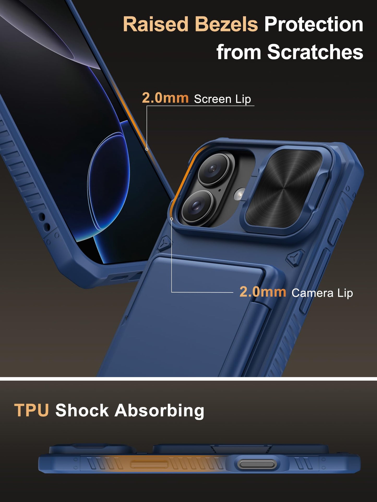Vihibii Wallet Case for iPhone 16 Plus – RFID & Shockproof