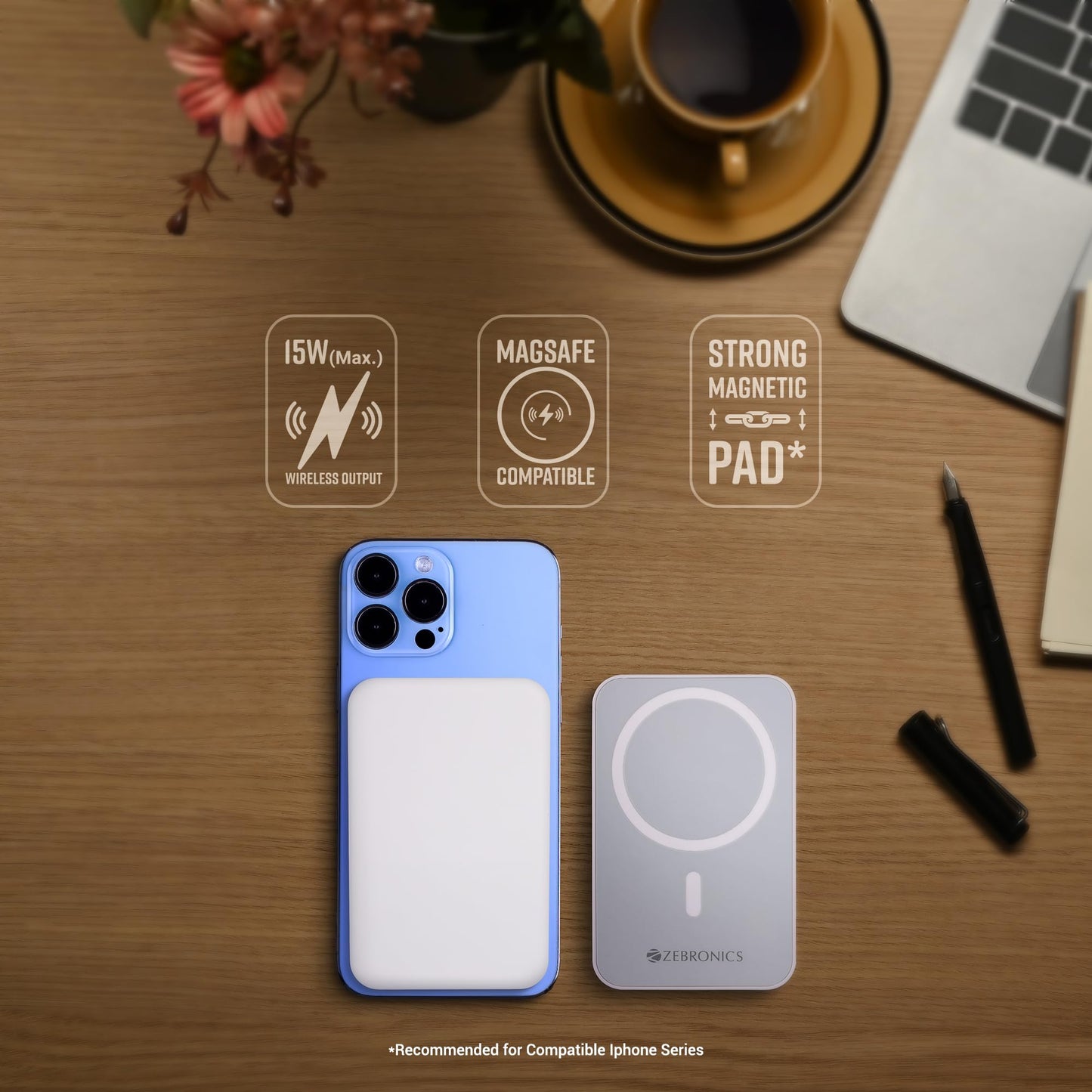 ZEBRONICS MW63 10000mAh MagSafe Wireless Power Bank