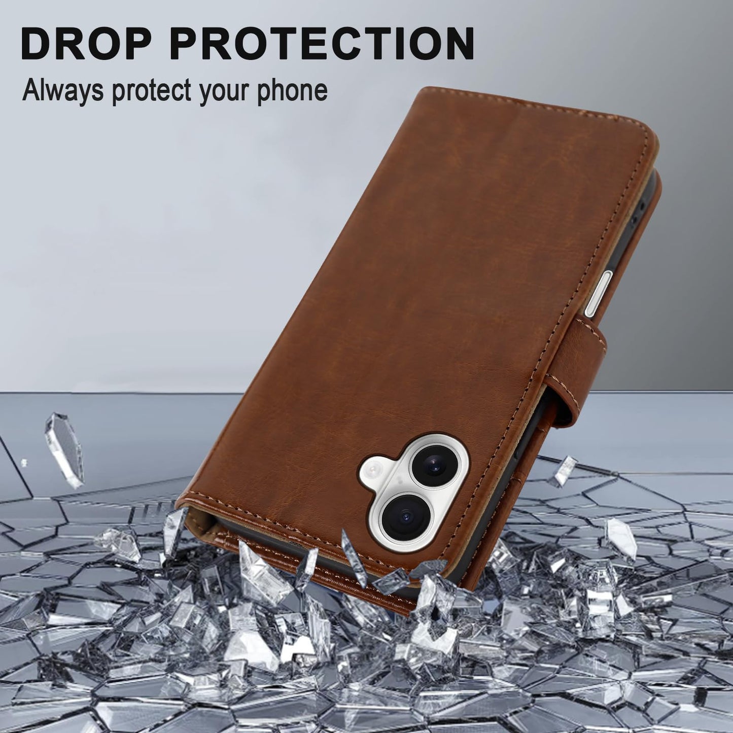 MONASAY Vegan Leather Wallet Case for iPhone 16 Plus