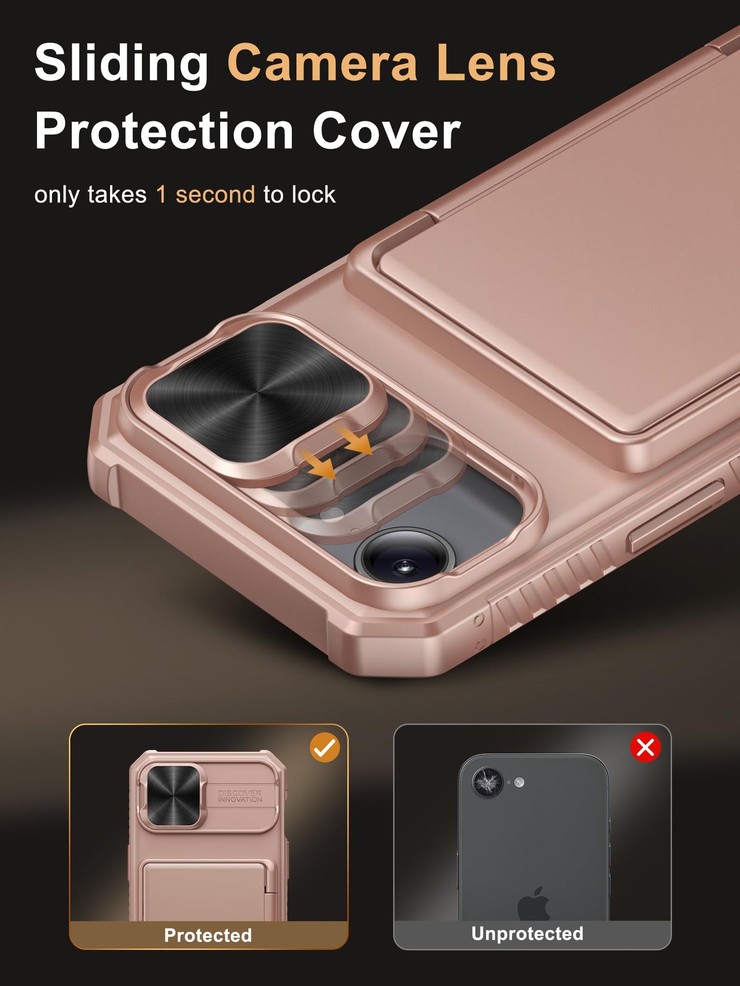 Vihibii Wallet Case for iPhone 16e/SE 4 – Rose Gold, RFID