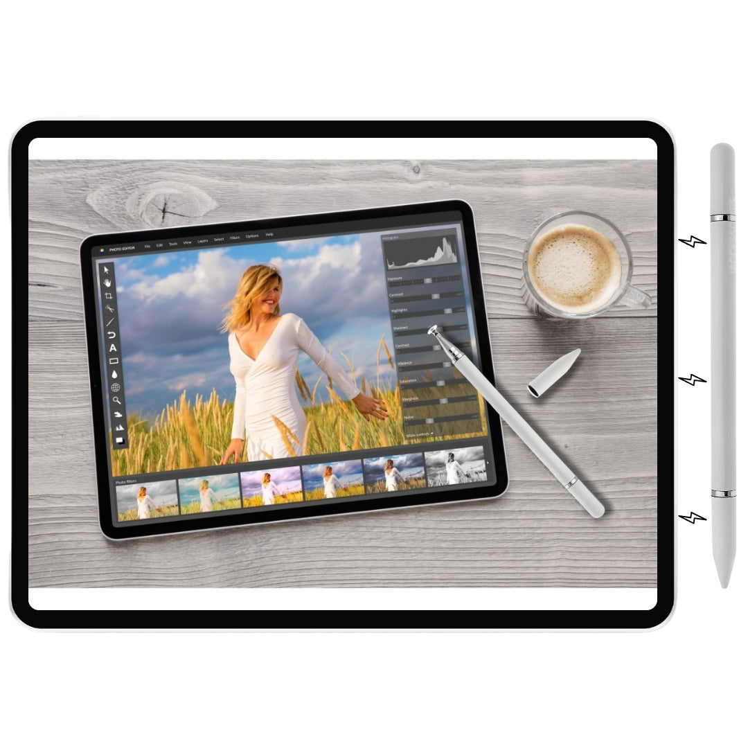 iAccessories 2 in 1 Fine Point Silicon Disc Tip Stylus with Ballpoint Pen for All Touch Screen Devices - Mobile Phones, Android Tablets, iOS Pads - White - iAccessories