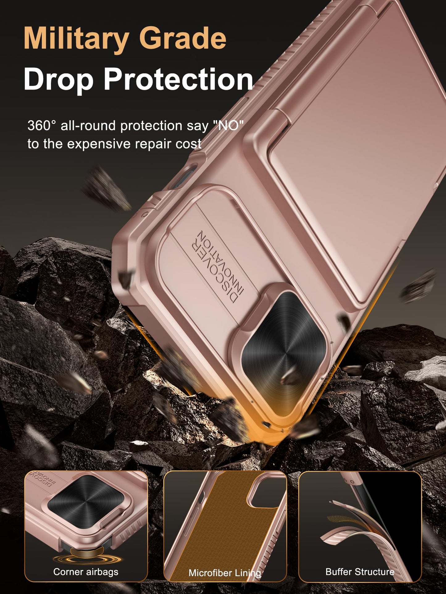 Vihibii Wallet Case for iPhone 16e/SE 4 – Rose Gold, RFID