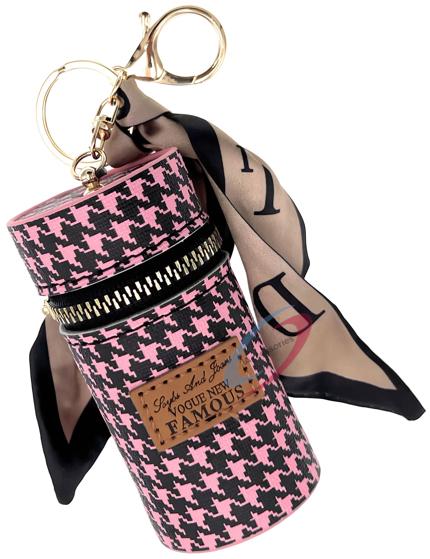 iAccessories Keychain Charm Stylish Bag Earphone Storage Mini Coin Purse - Black/Pink - iAccessories