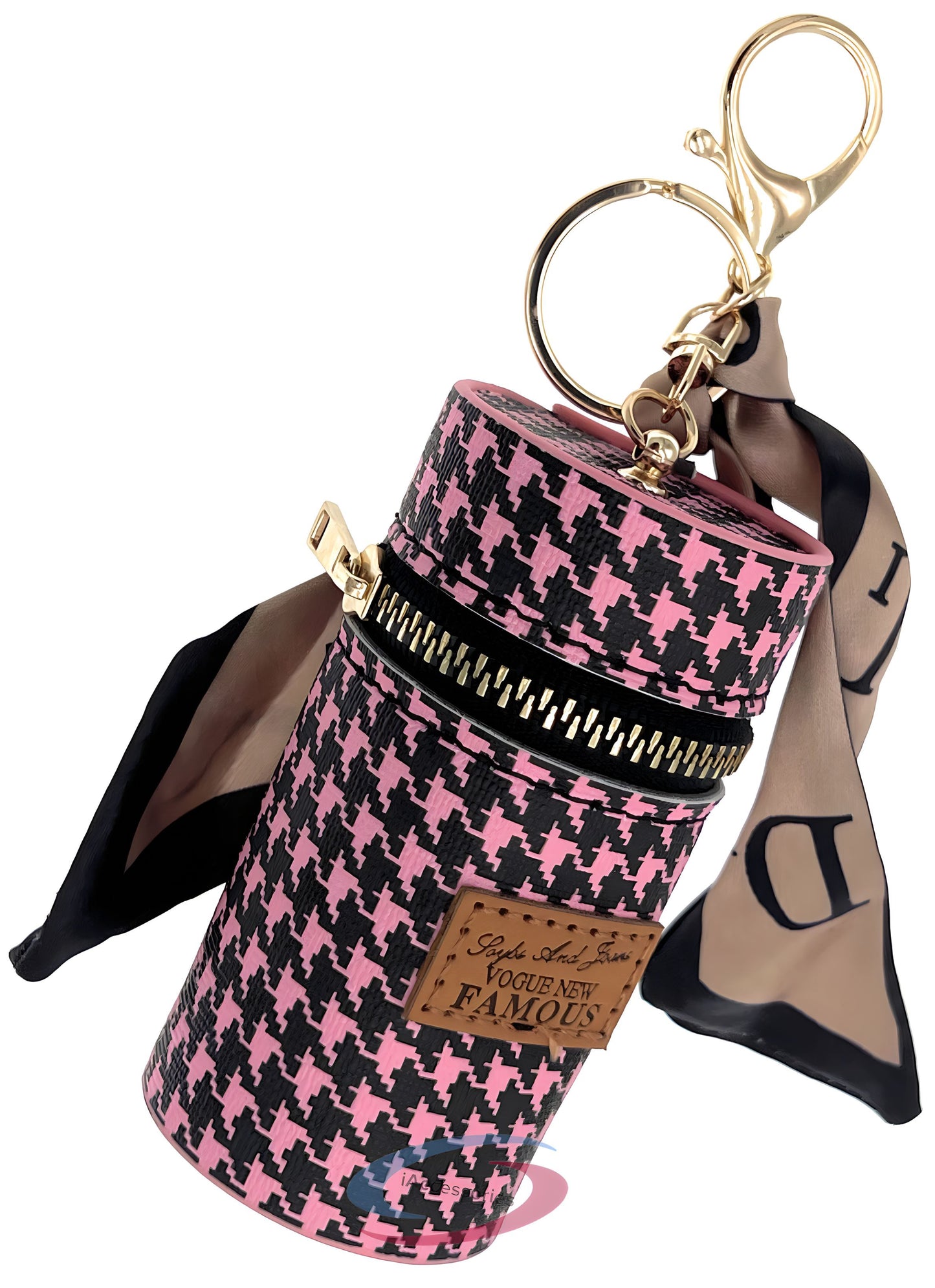 iAccessories Keychain Charm Stylish Bag Earphone Storage Mini Coin Purse - Black/Pink - iAccessories