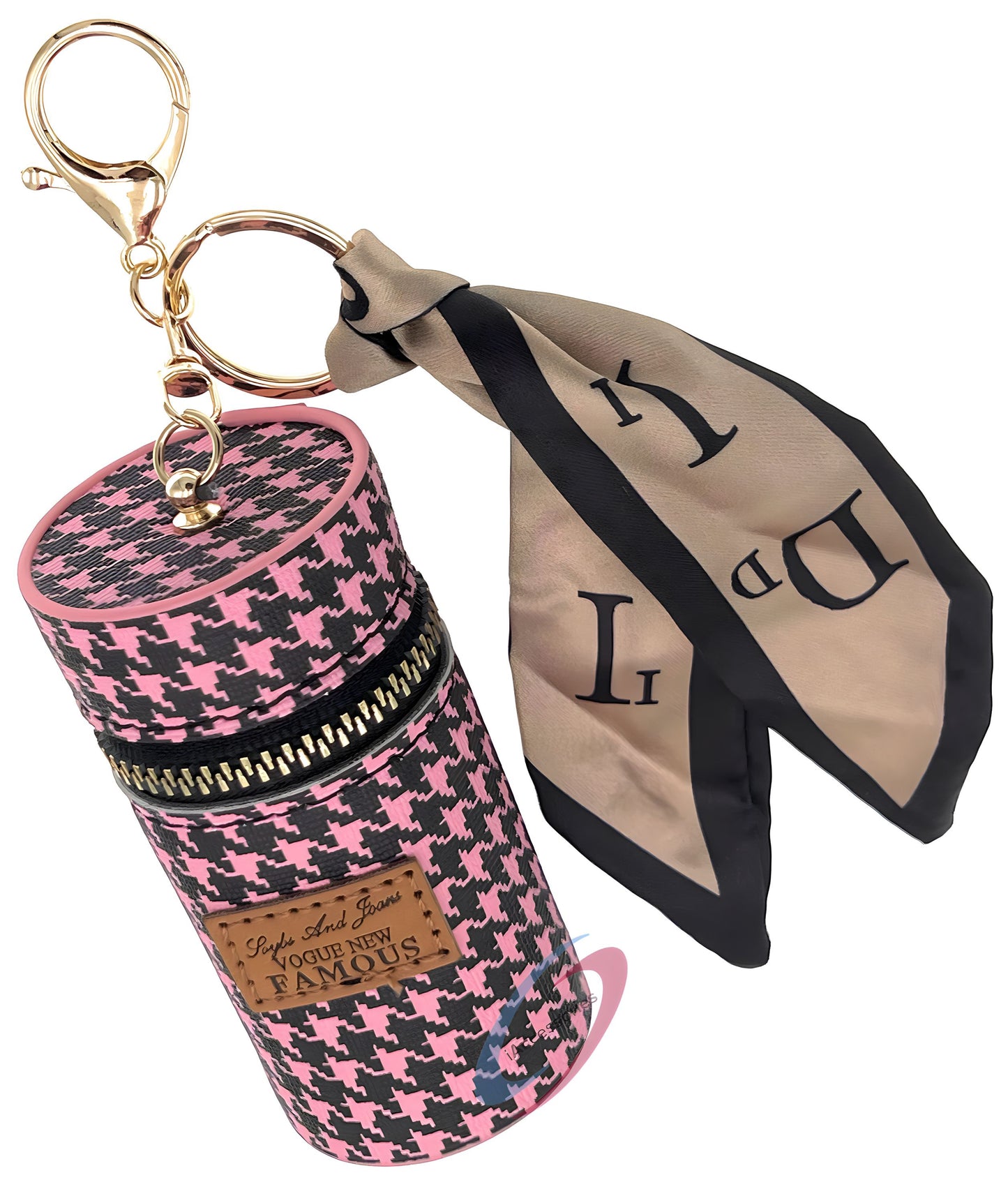 iAccessories Keychain Charm Stylish Bag Earphone Storage Mini Coin Purse - Black/Pink - iAccessories