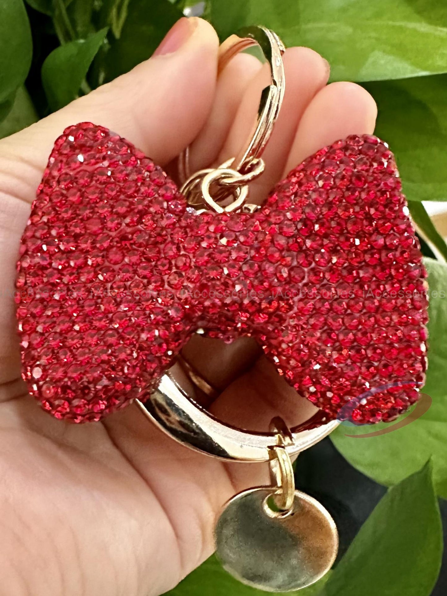 iAccessories Bling Crystal Bow Keychain Charm for Girls - Red - iAccessories