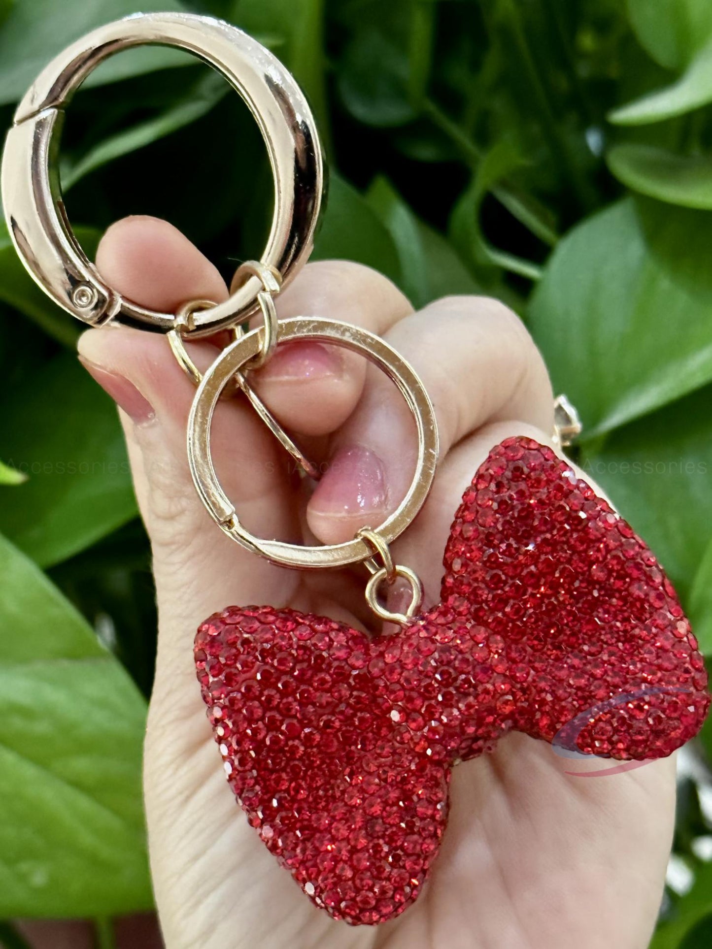 iAccessories Bling Crystal Bow Keychain Charm for Girls - Red - iAccessories