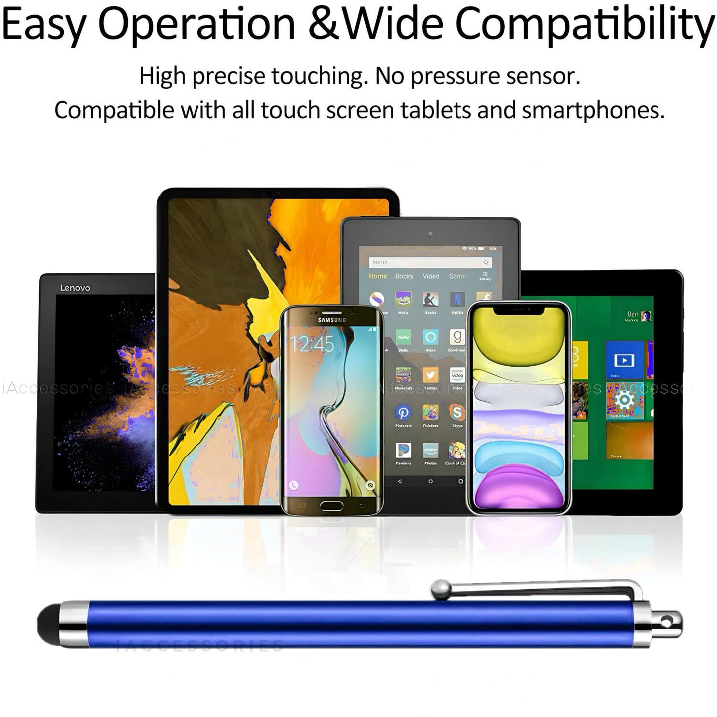 iAccessories Universal Capacitive Stylus Pens for All Touchscreen Devices Compatible with iPhone, iPad, Android Tablets, Mobile Phones - Pack of 10 - Multicolour - iAccessories