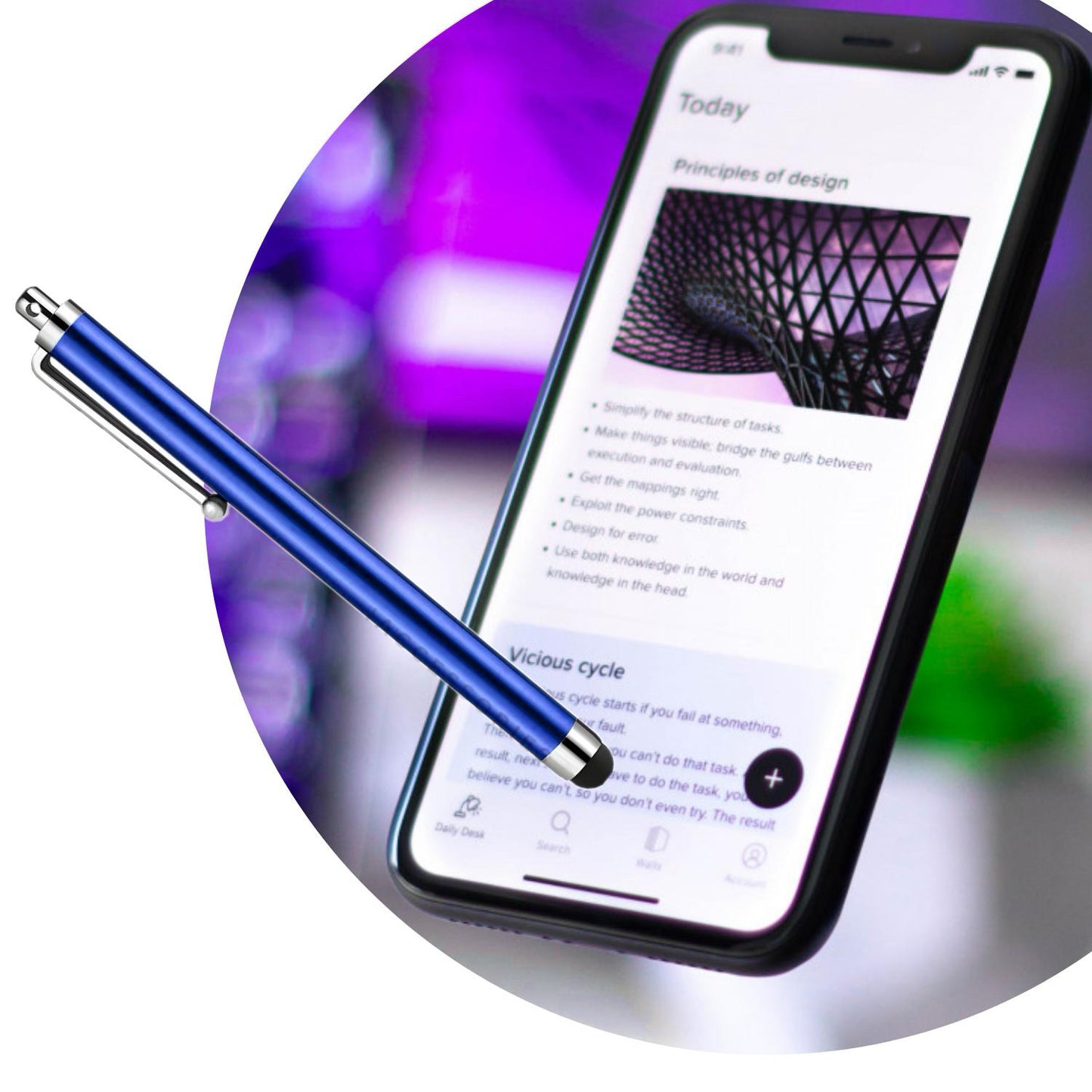 iAccessories Universal Capacitive Stylus Pens - Pack of 10 - Navy - Compatible with All Touch Screen Devices, Smartphones, Tablet, Android Mobile Phones - iAccessories
