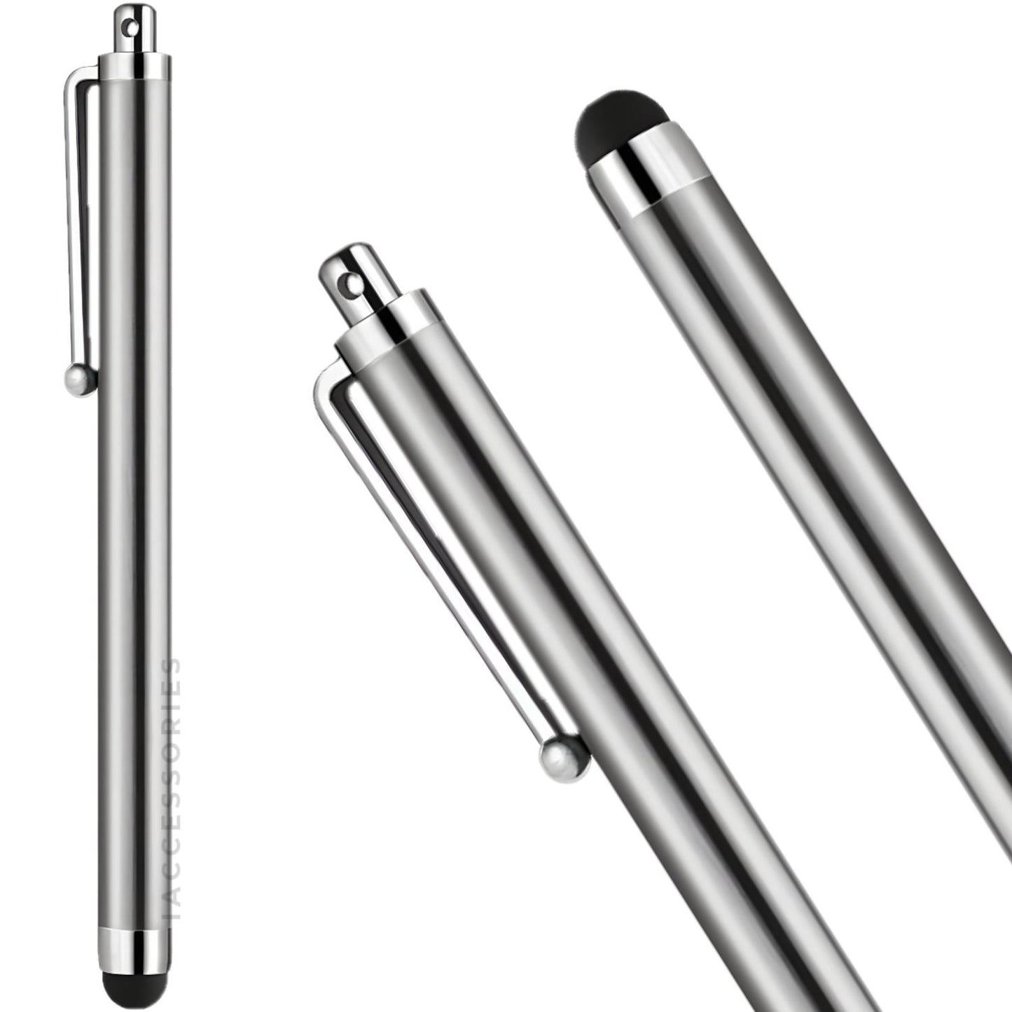 iAccessories Universal Capacitive Stylus Pens Compatible with All Touch Screen Devices, Smartphones, Tablet, Android Mobile Phones - Pack of 10, Silver | Black - iAccessories