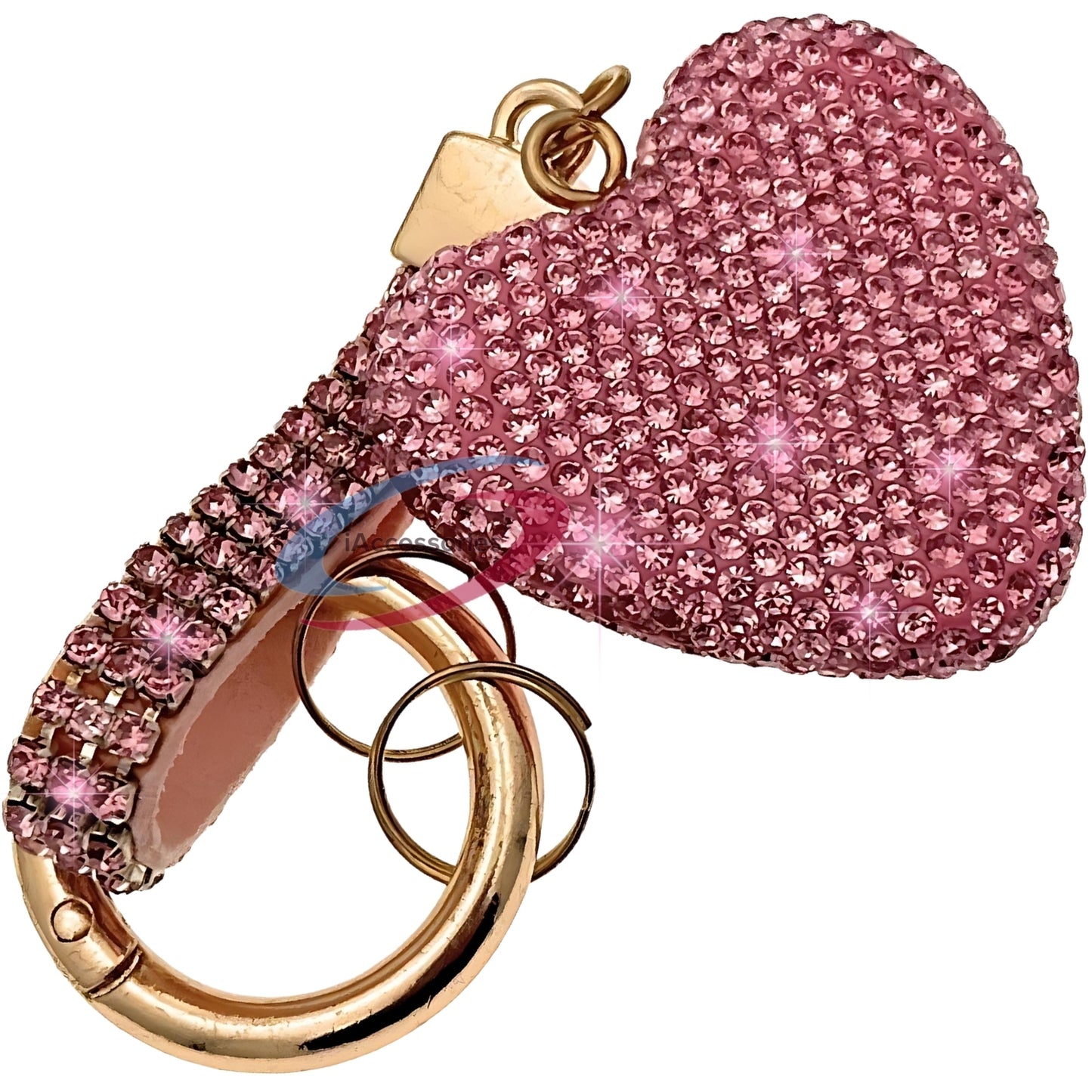 iAccessories Bling Crystal Heart Keychain Charm - Pink - iAccessories