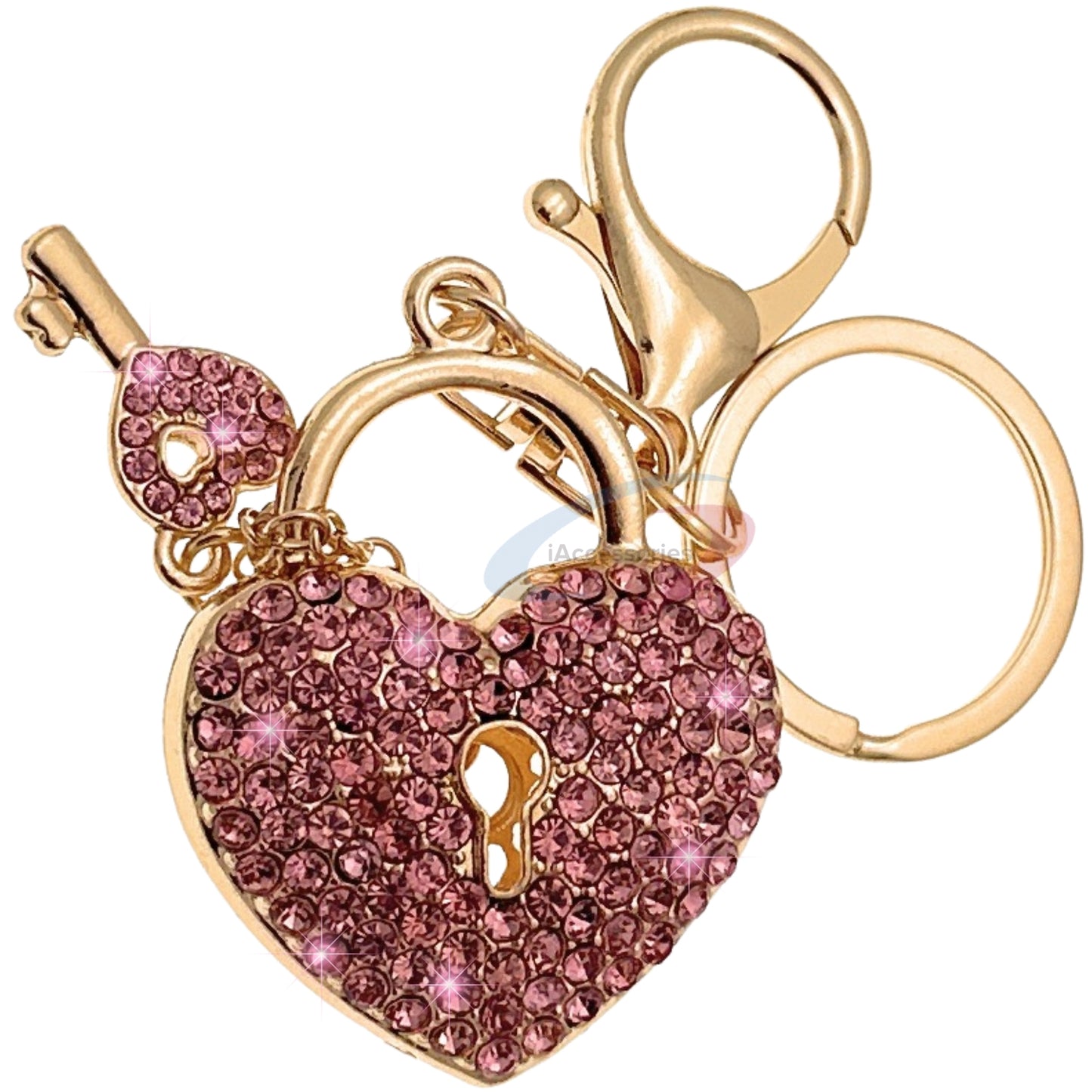 iAccessories Crystal Heart Lock and Key Keychain – Pink Edition - iAccessories