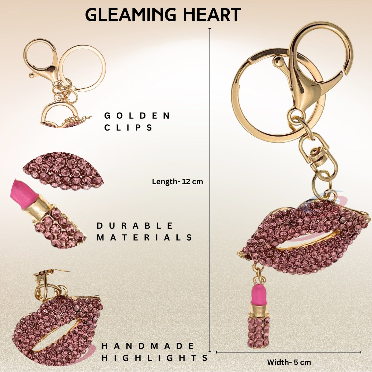 iAccessories Crystal Lips and Lipstick Keychain – Pink Edition - iAccessories
