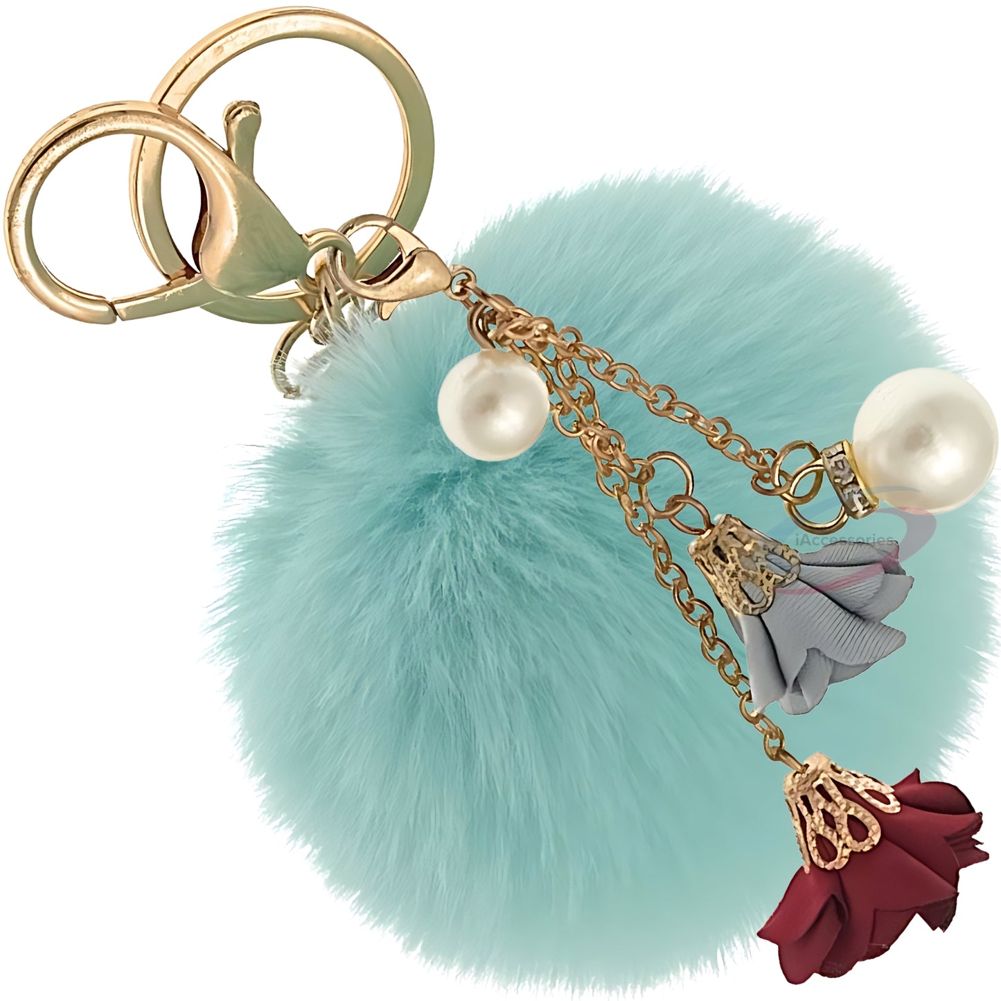 iAccessories Rose Pearl Pom Pom Keychain - Mint Green - iAccessories