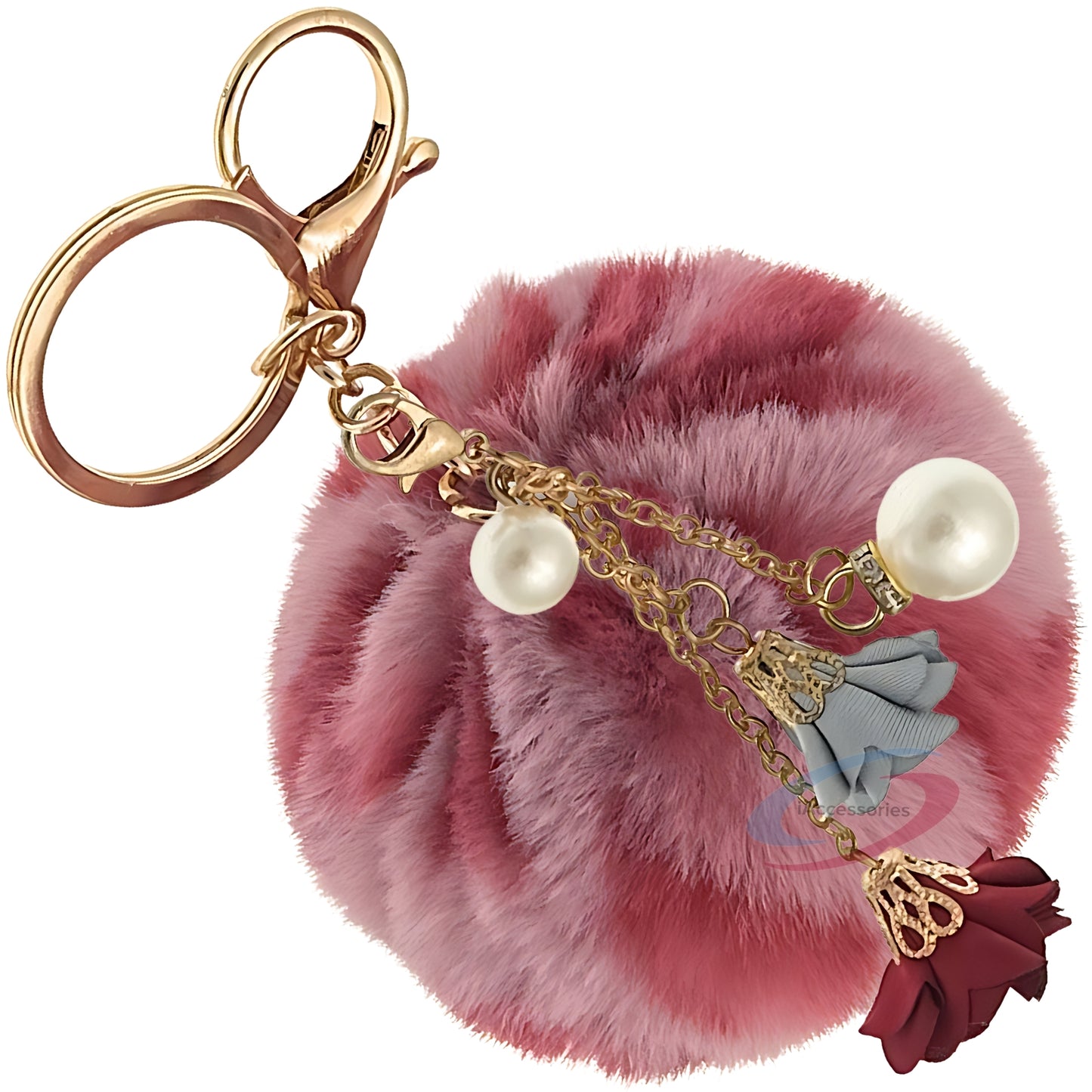 iAccessories Rose Pearl Pom Pom Keychain - Rose lepo - iAccessories