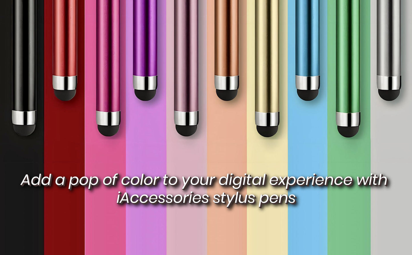 iAccessories Universal Capacitive Stylus Pens for All Touchscreen Devices Compatible with iPhone, iPad, Android Tablets, Mobile Phones - Pack of 10 - Multicolour - iAccessories